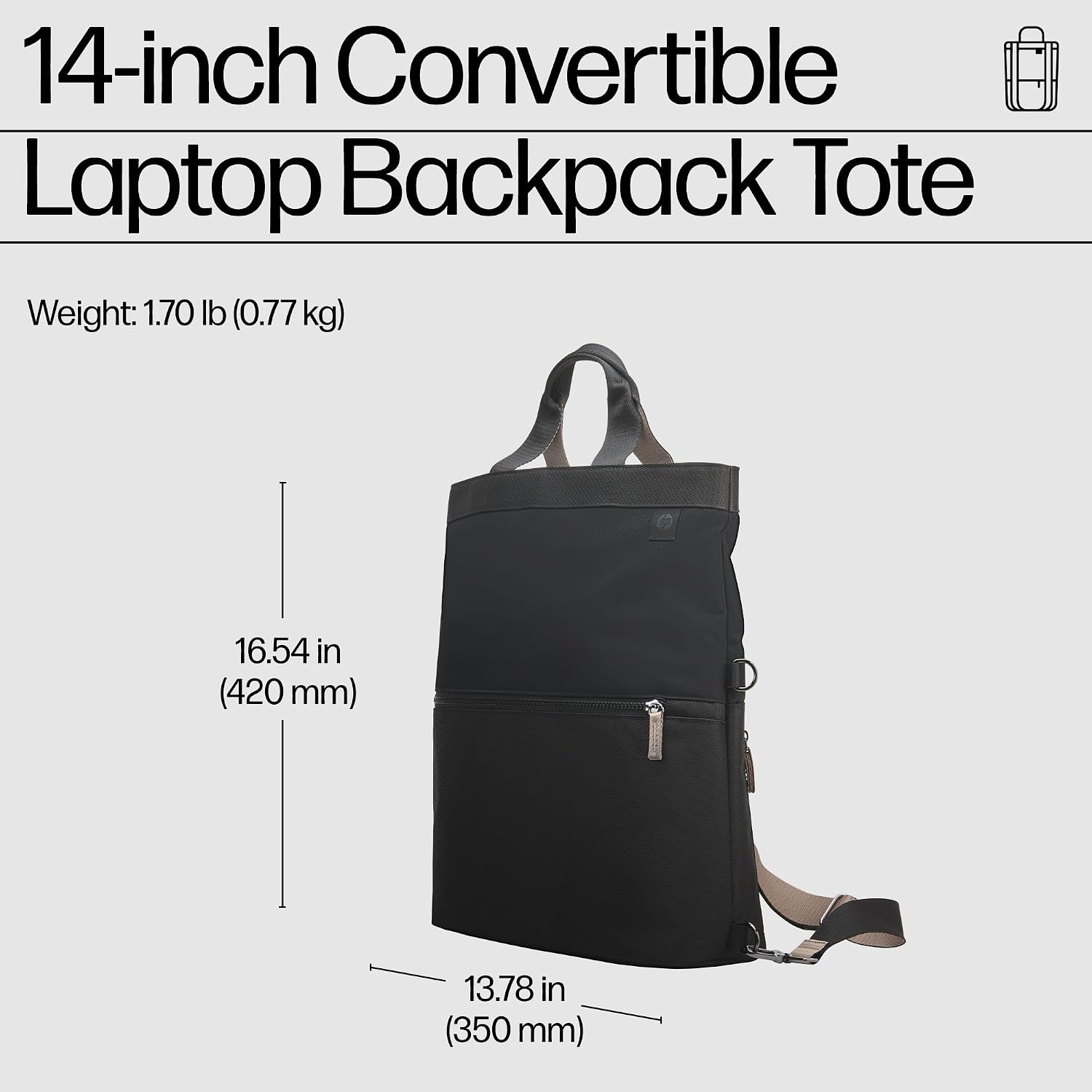 Detalle de HP 14" Convertible Laptop Backpack Tote, 18 Litre — Black
