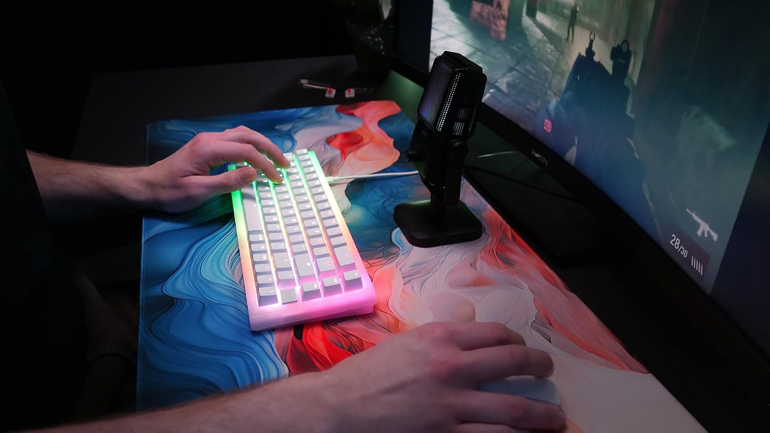 Detalle de CHERRY XTRFY K5V2 Compact – klawiatura 65% AZERTY, hot-swap, MX2A RED