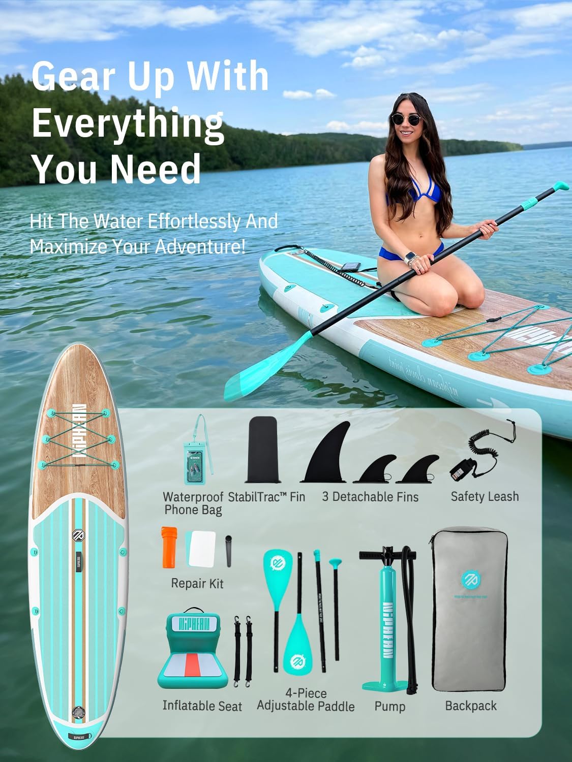 Thumbnail 6 de Niphean 10'6" Inflatable Stand Up Paddle Board with Accessories
