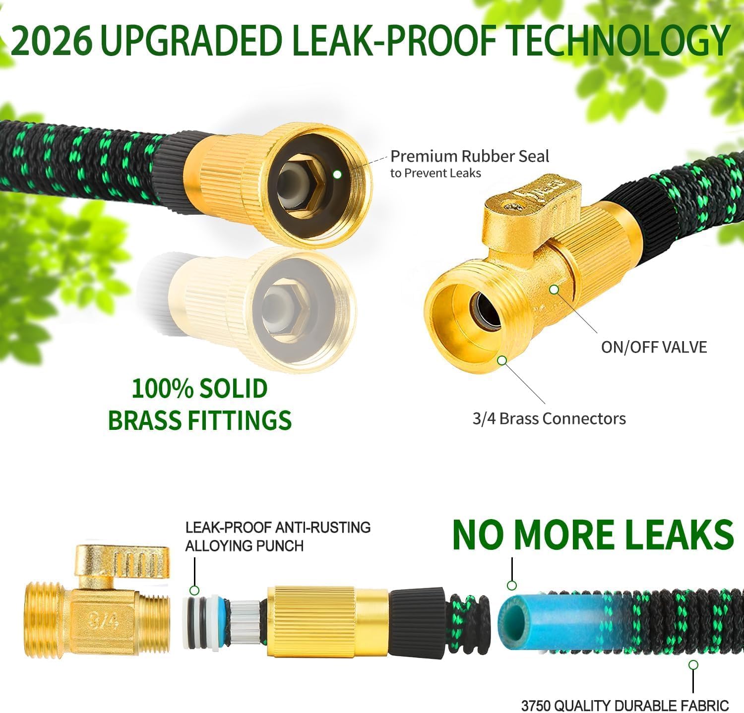 Detalle de Semifrut 100 Ft Expandable Garden Hose with 10-Function Spray Nozzle