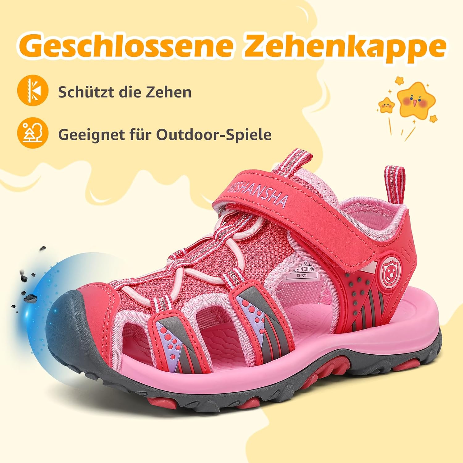 Detalle de Mishansha Mädchen Sandalen Sommer – Geschlossene Zehenkappe, atmungsaktiv und leicht