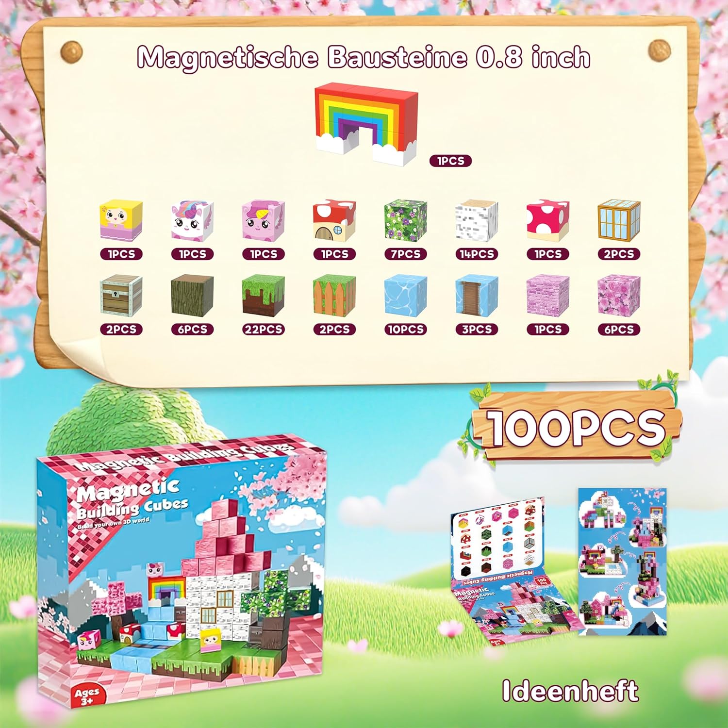 Thumbnail 4 de Trozvyn Magnetische Bausteine 100-Teile – Magnetspielzeug für Einhorn, Wald, Tiere, Schloss