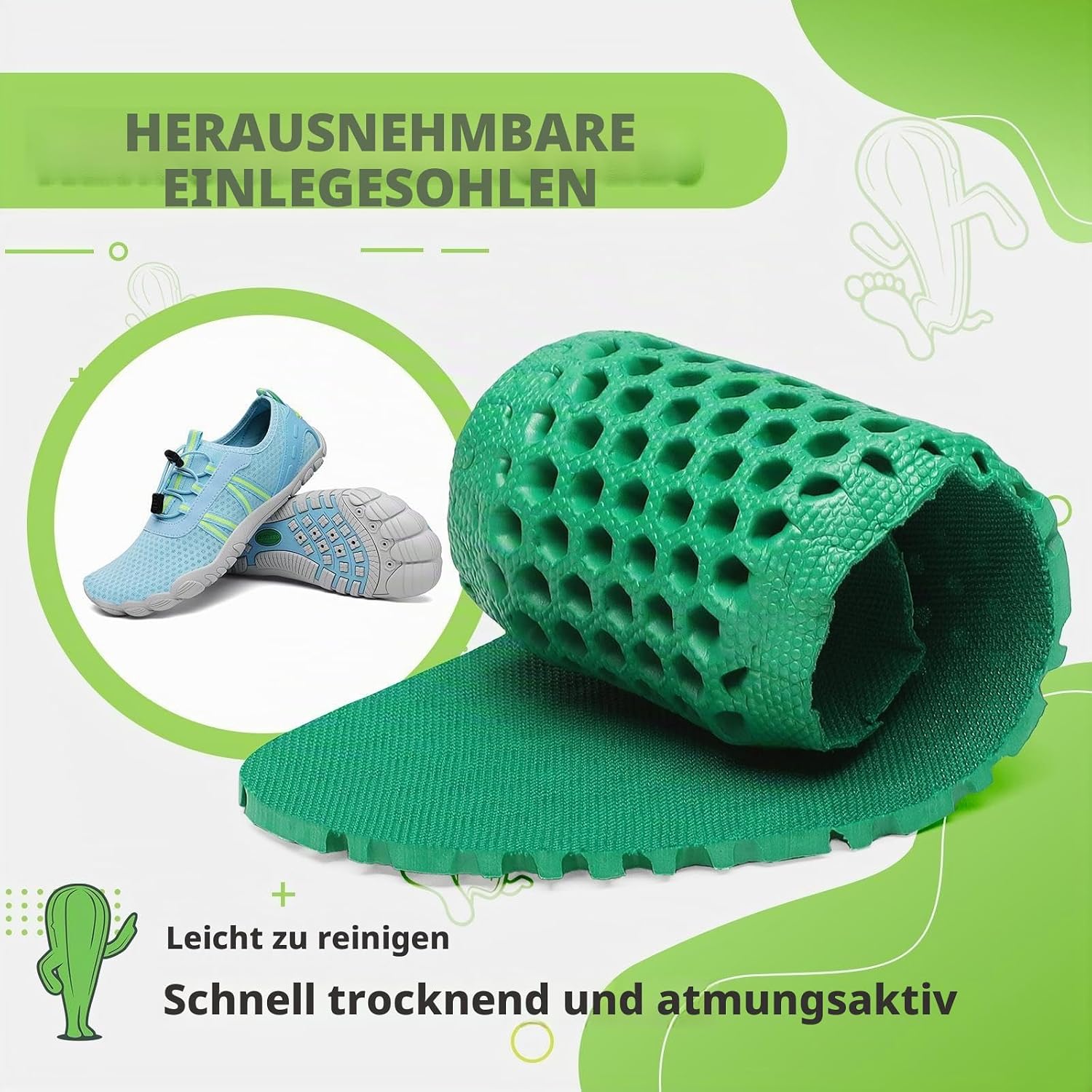 Thumbnail 6 de SAGUARO Unisex Barfuß Badeschuhe – rutschfest, schnelltrocknend, mit Drainagelöchern (Gr. 36–48)