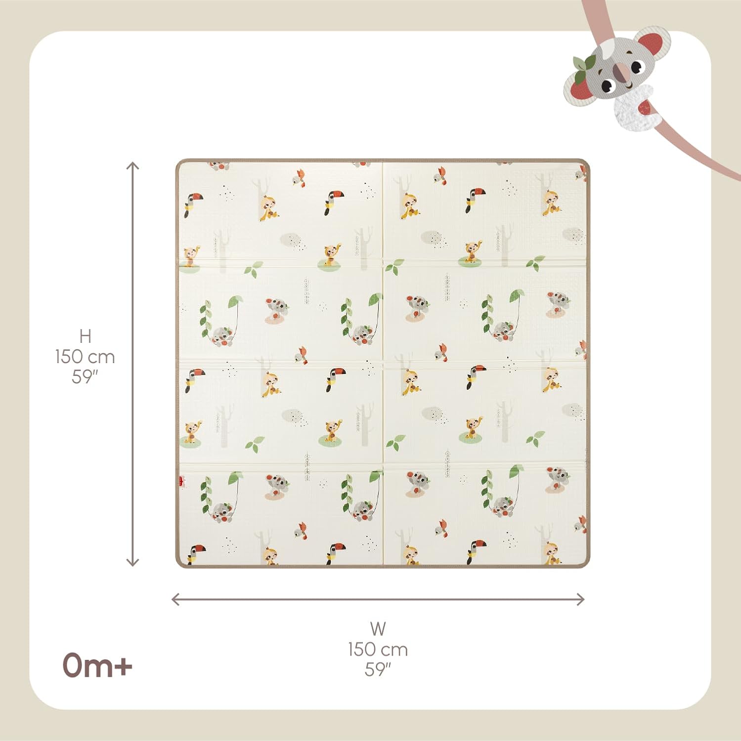 Thumbnail 1 de Tiny Love Tappeto Pieghevole Gioco Bambini XL 150x150 cm – Boho Chic, Double-face, Impermeabile e Pieghevole