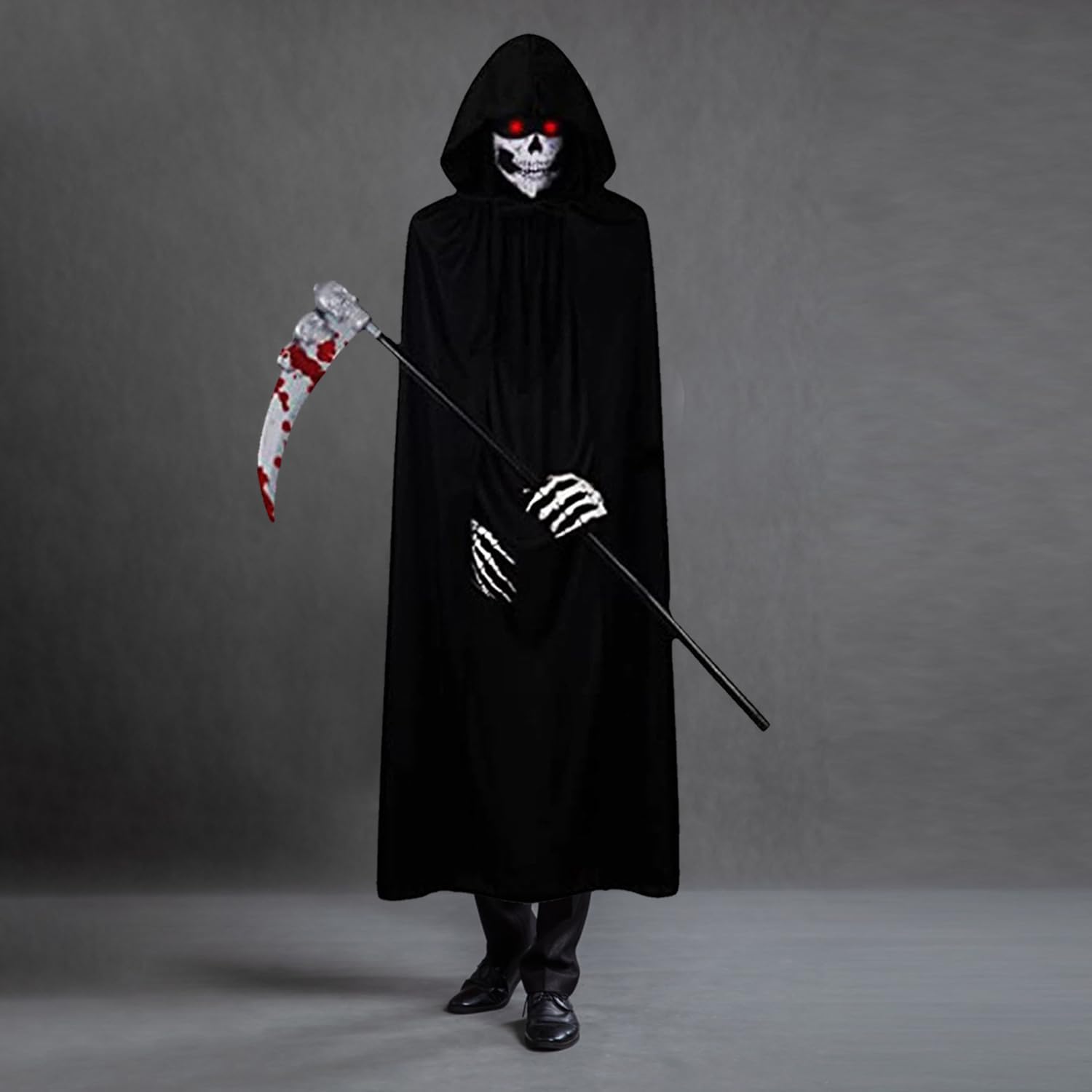 Detalle de GALER Grim Reaper Costume Kids – 5-Piece Glow Eyes Set for Halloween Cosplay