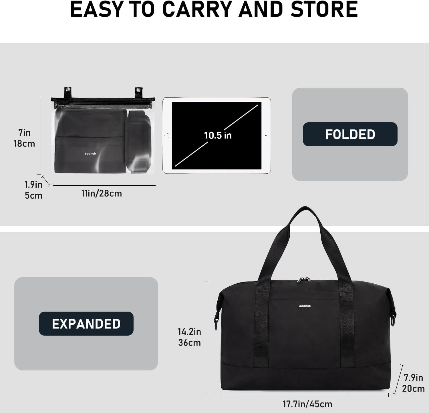 Thumbnail 4 de ECOHUB Easyjet 30L Cabin Bag (45x36x20cm) with Removable Wet Pocket & Underseat Travel Holdall - Black