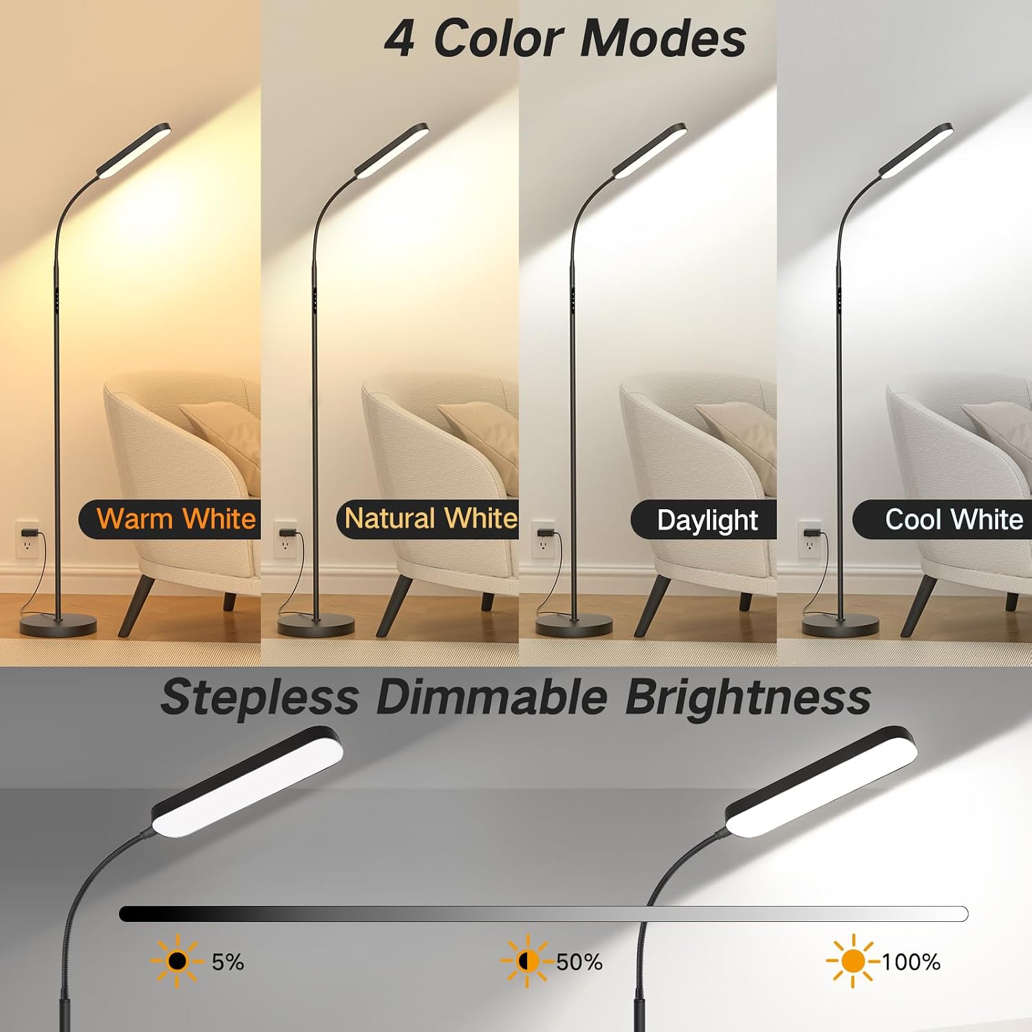 Detalle de OUTON LED Floor Lamp 15W 1500LM