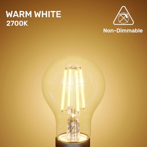 Detalle de paul russells E27 Edison Screw LED Filament – 7W, 806LM, 2700K, Pack of 2