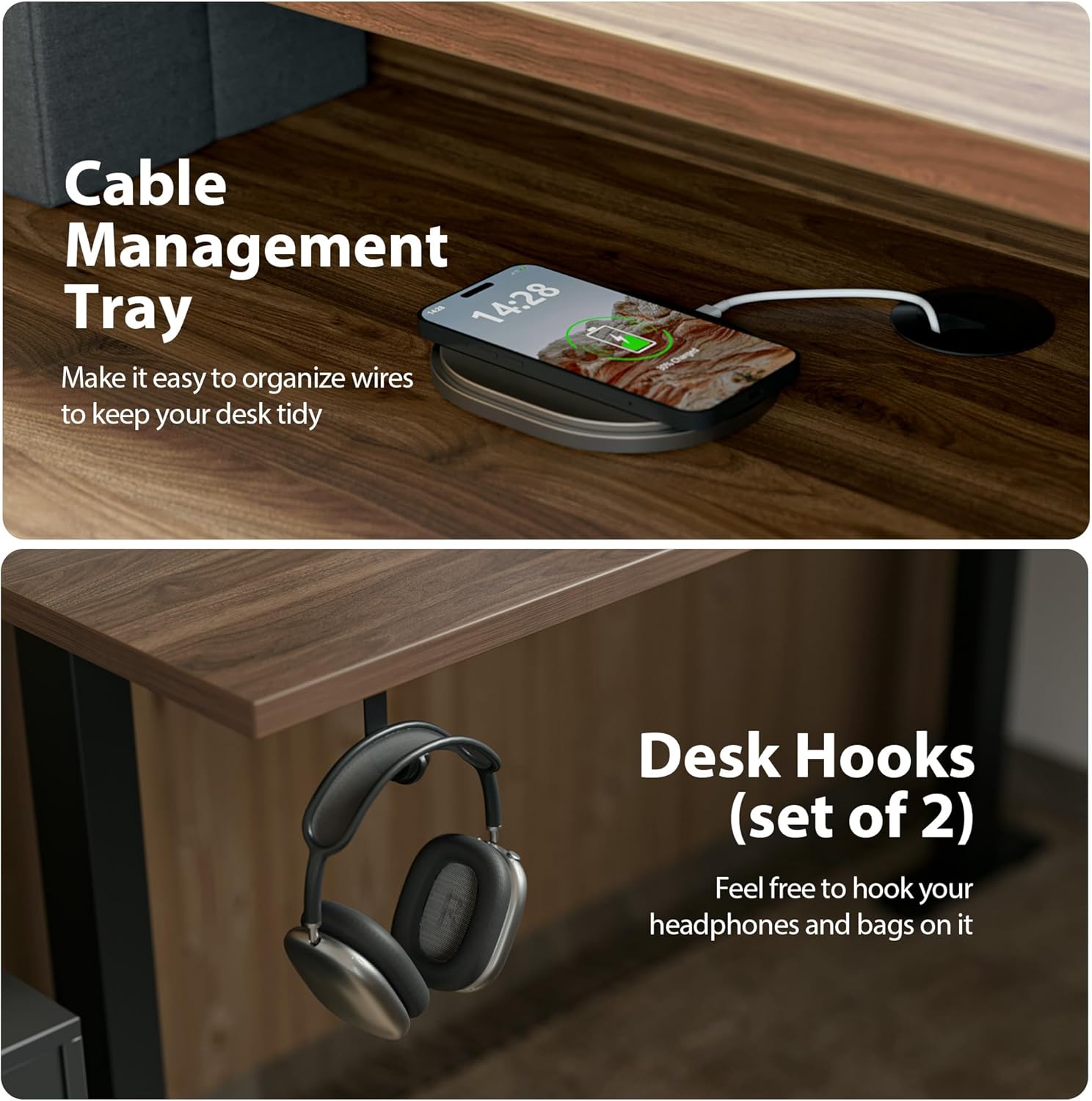 Thumbnail 5 de Agilestic 63 x 55 INCH L-Shaped Electric Standing Desk with 2 Drawers