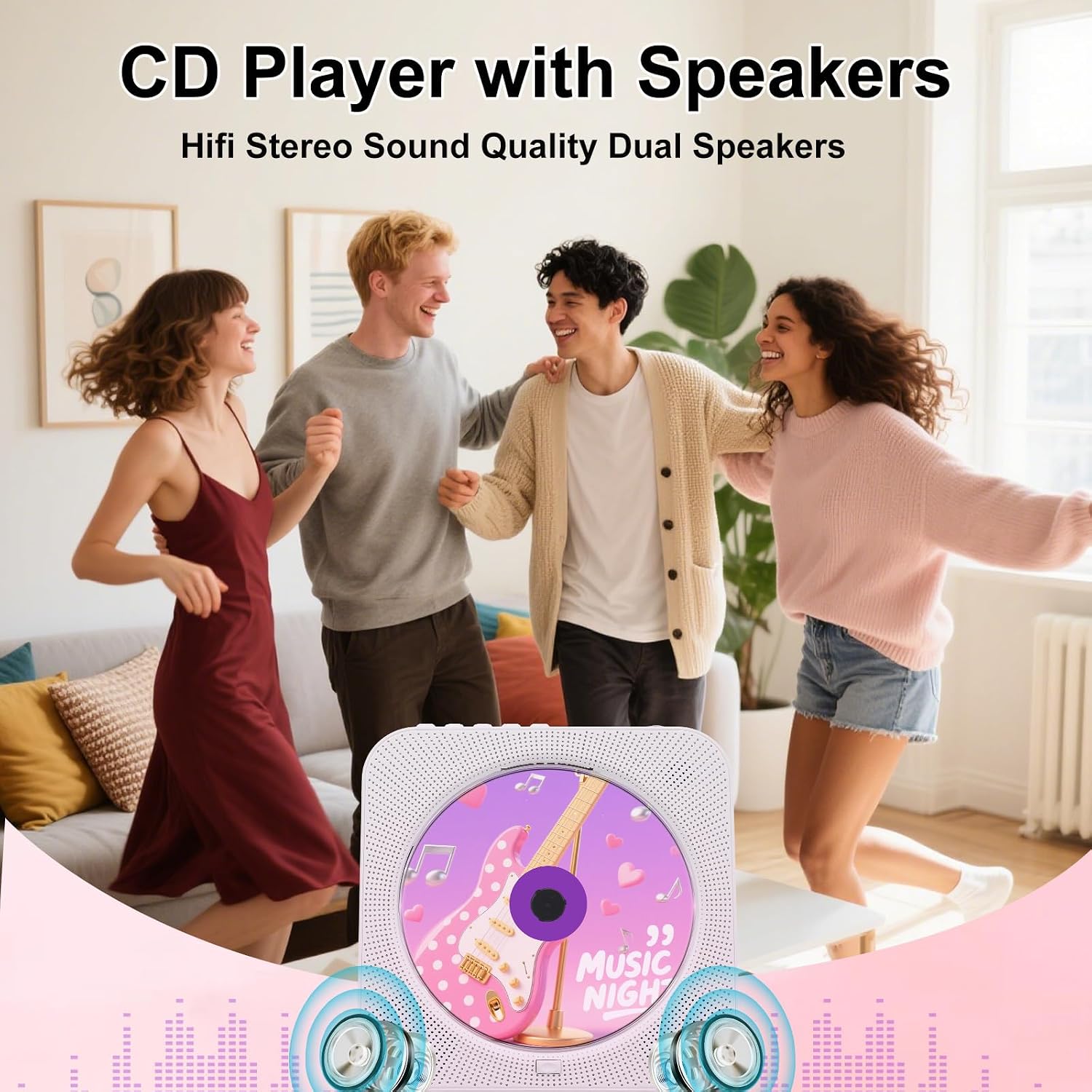 Detalle de Canareen cd player bluetooth-cd-speler met FM-radio, USB en stofkap