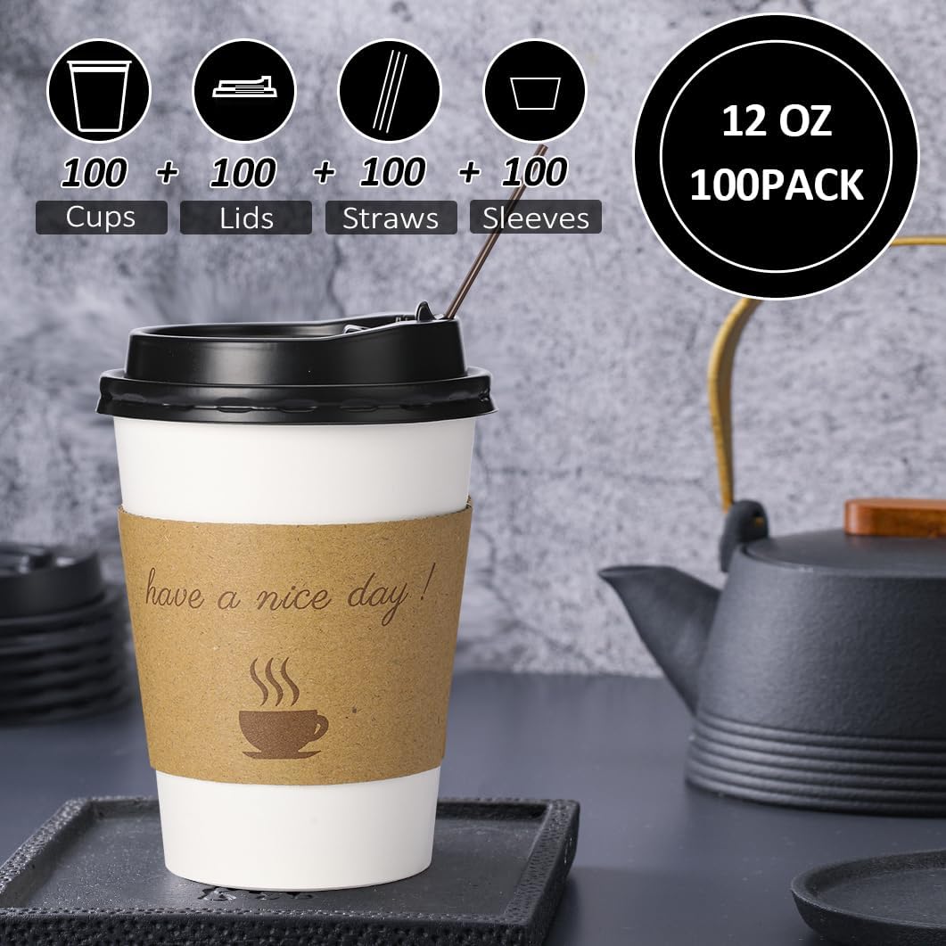 Thumbnail 3 de BYSNOW 12 oz Coffee Cups with Lids