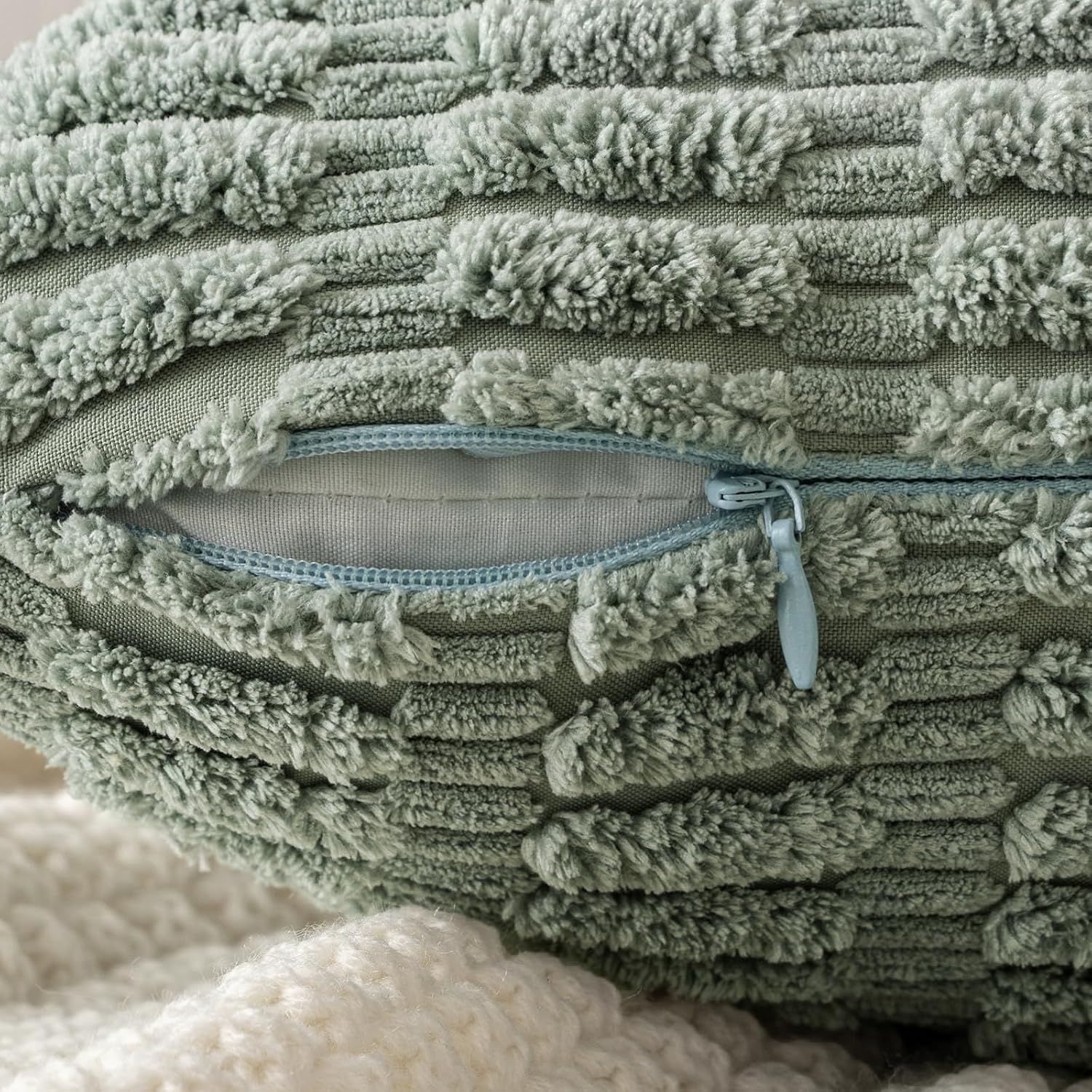 Thumbnail 2 de MIULEE Pack of 2 Corduroy Cushion Covers 45 x 45 cm (Greyish Green)