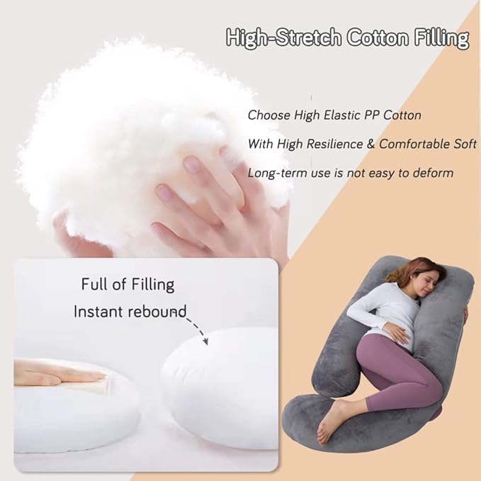 Thumbnail 3 de AMCATON Extra-Large U-Shaped Maternity Pillow, Dark Grey, Removable Cover