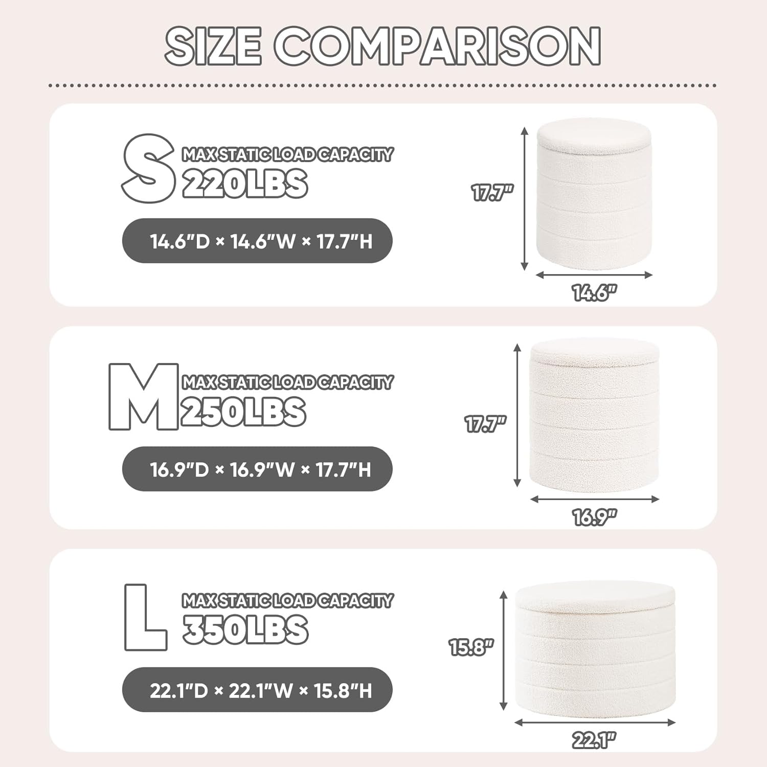 Thumbnail 2 de PINPLUS Round Storage Ottoman with Tray 1️⃣