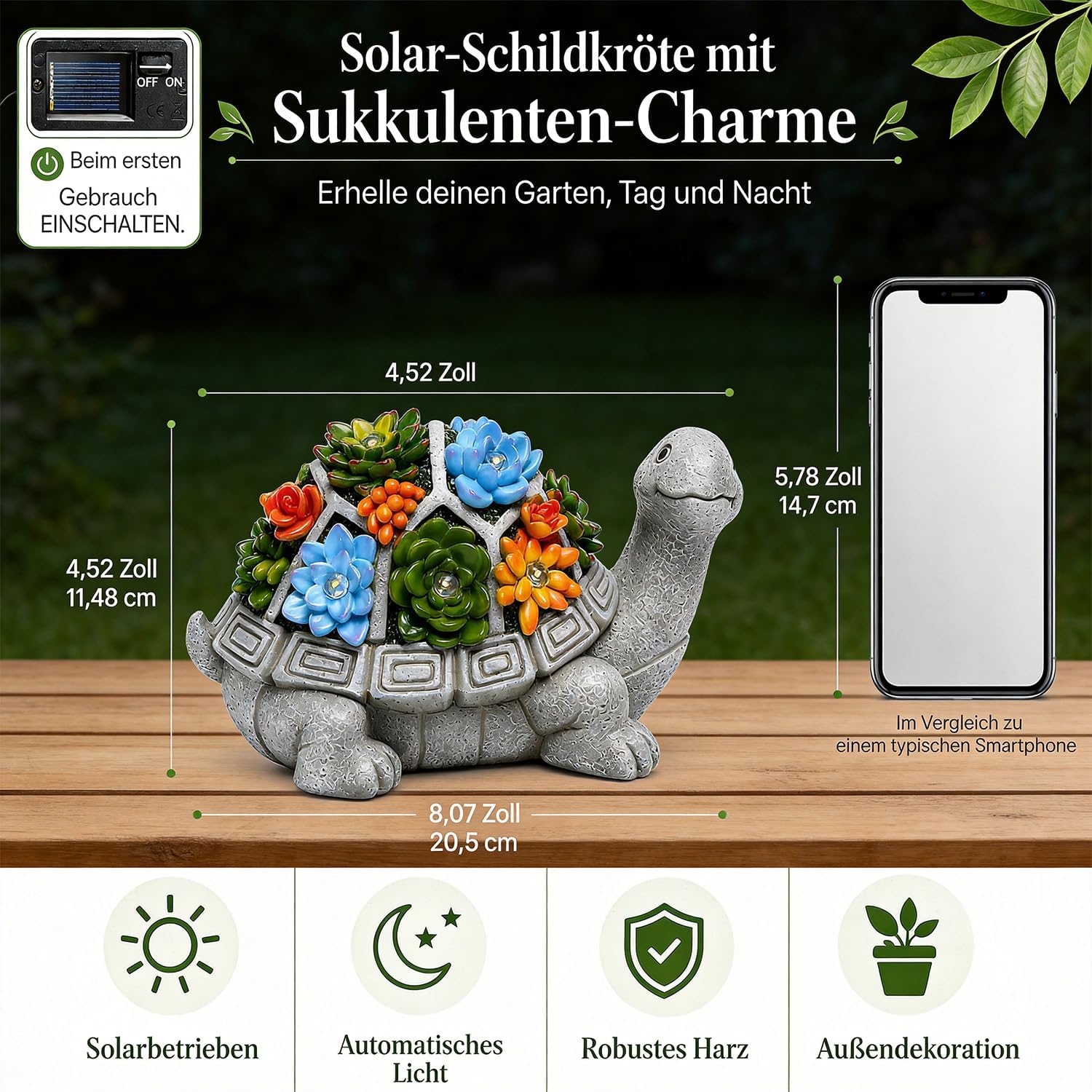 Thumbnail 6 de Yeomoo Schildkröte Gartendeko 12,5 cm 🐢
