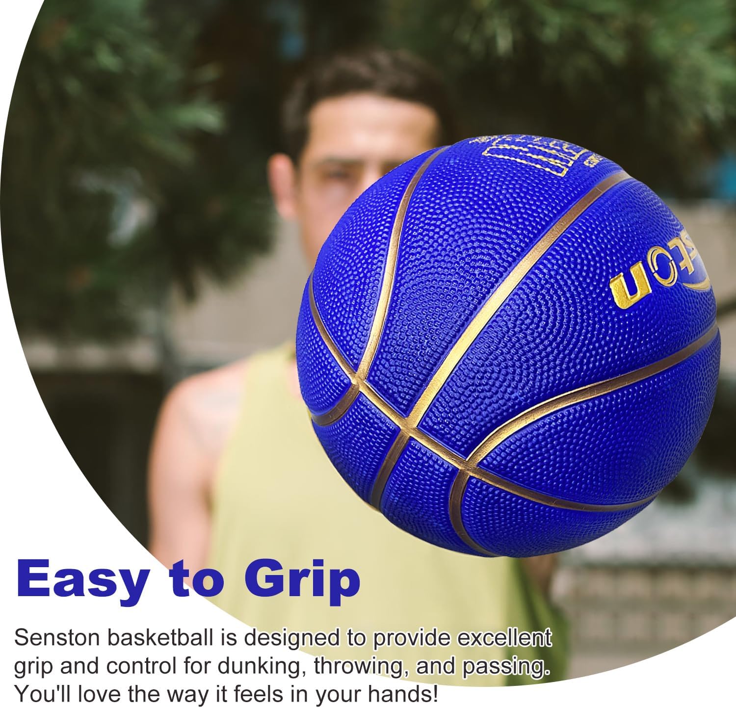 Detalle de Senston 706 Basketball, Size 7 Rubber Ball with Pump for Indoor and Outdoor Play