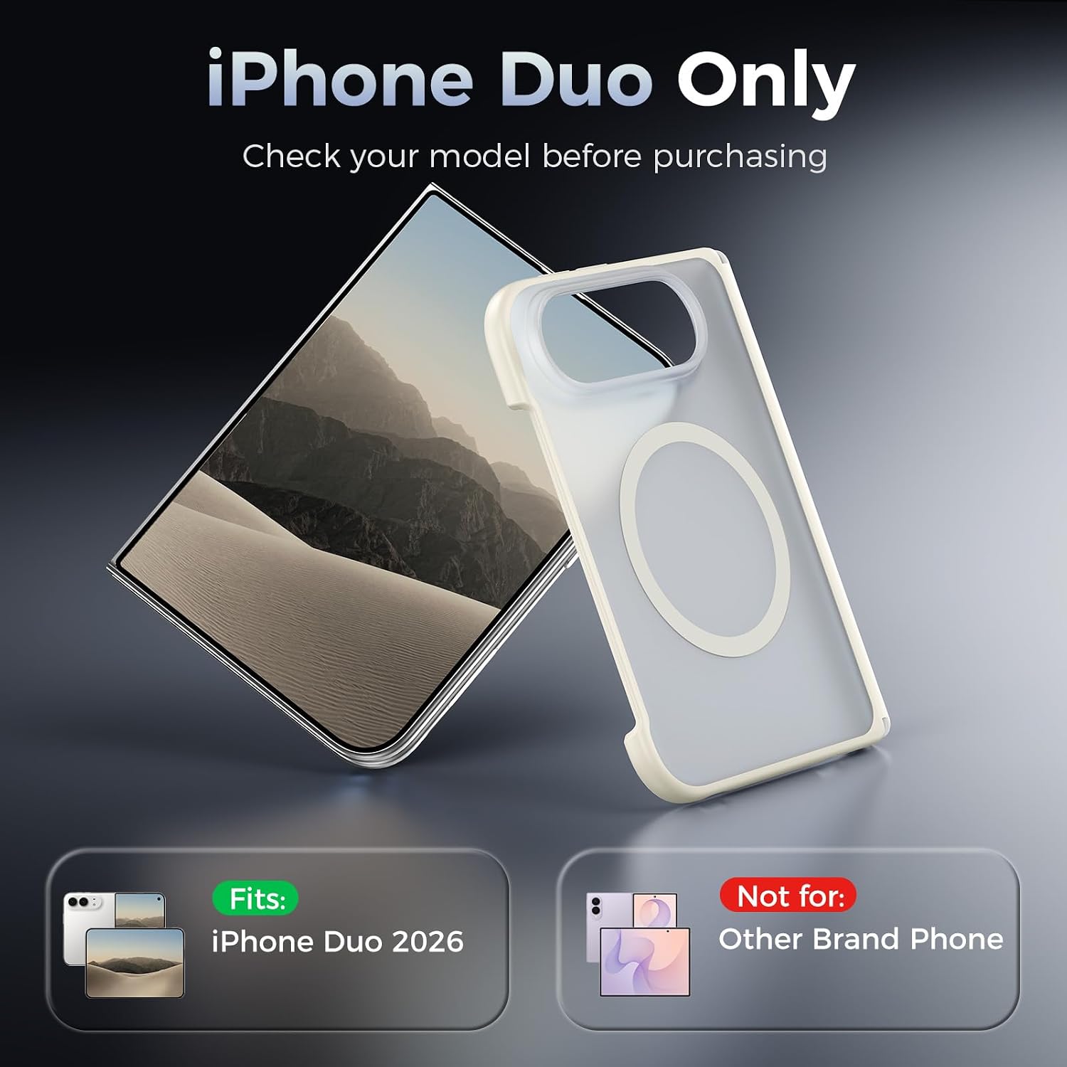 Detalle de Goton ZHYT iPhone Duo Case for MagSafe, Cream, Slim Foldable Design