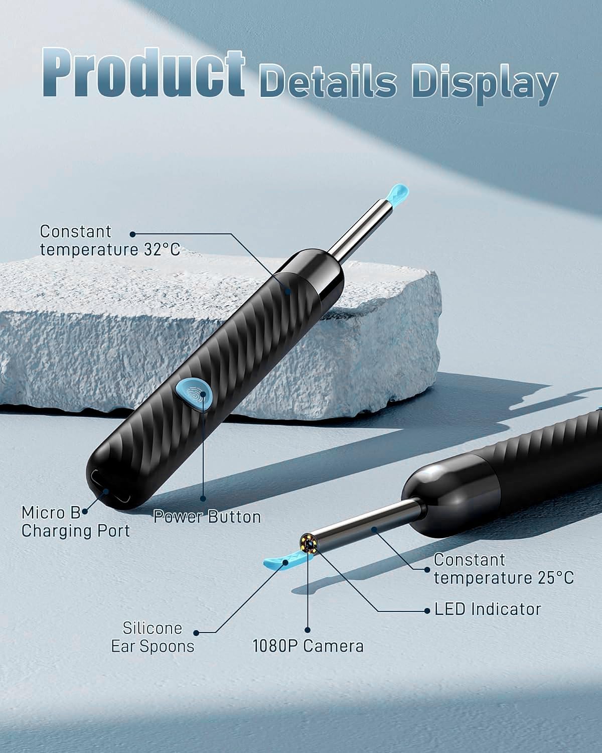 Detalle de Ear Wax Removal with Camera - 1080P Ear Scope Kit