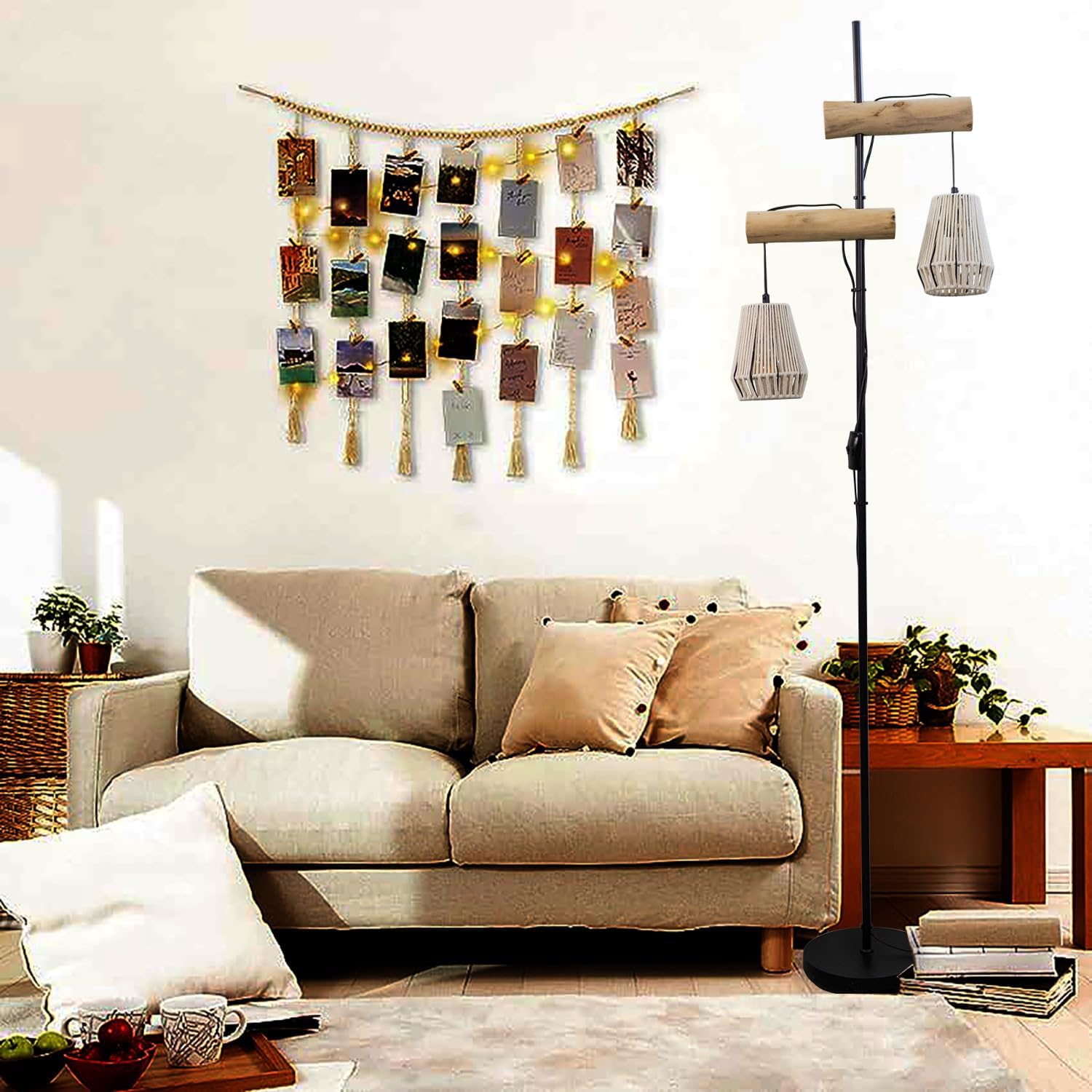 Thumbnail 5 de Osasy Stehlampe Vintage Boho Rattan 169 cm