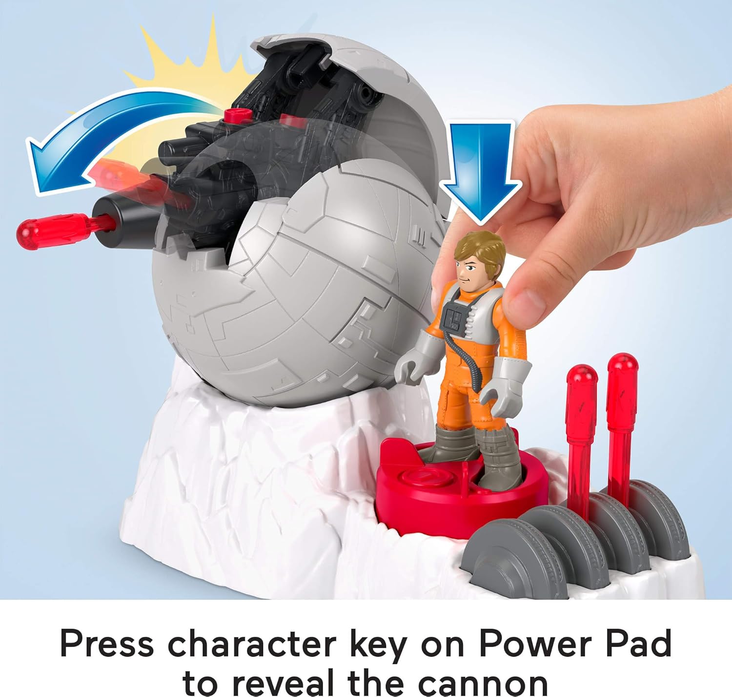 Thumbnail 2 de Fisher-Price Imaginext Star Wars Rebel Base Cannone Launcher con Luke Skywalker (chiave metallica) per bambini dai 3 anni