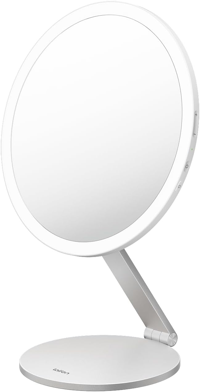 Detalle de Laifen Pearl White Lighted Makeup Mirror with Adjustable Lighting and Aluminium Frame