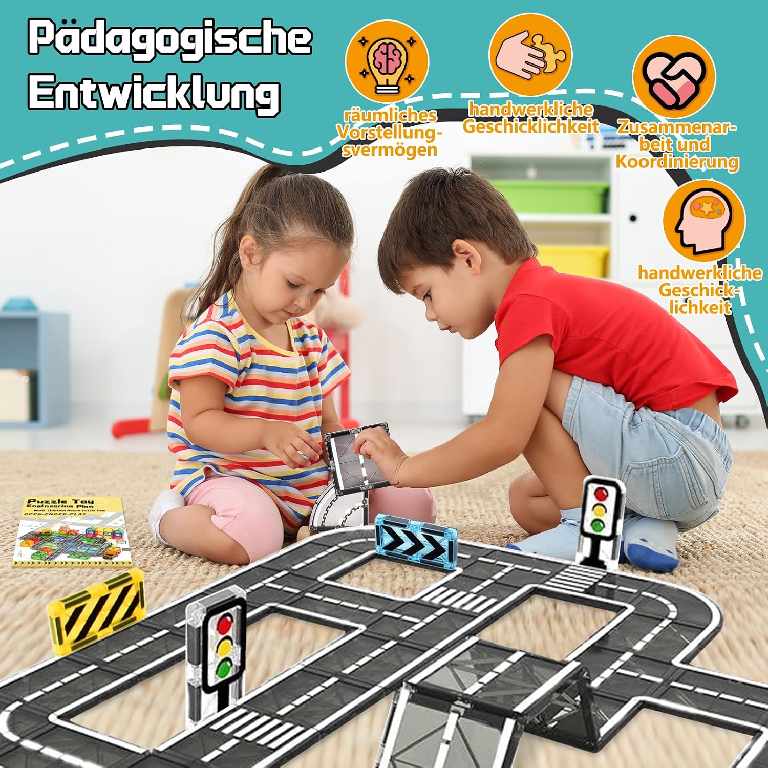 Thumbnail 4 de BuzzoXerex Magnetische Bausteine Straßenset 50 Stück 🧩