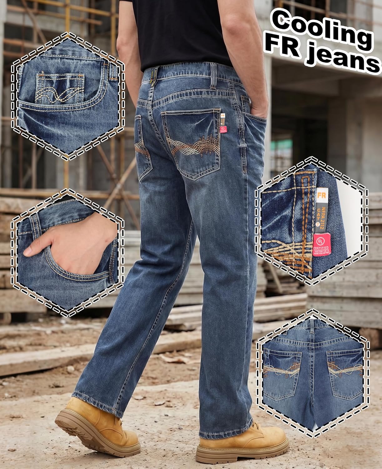 Detalle de BOCOMAL FR Work Jeans, 10 oz