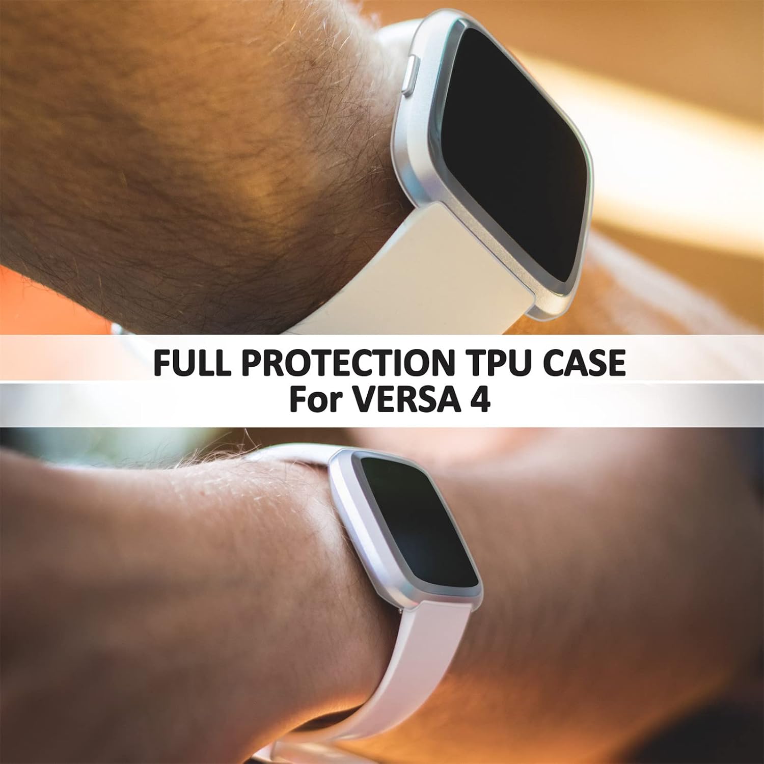 Detalle de TPU Screen Protector and Full Coverage Case for Fitbit Versa 4 (Rose Gold) – Waterproof