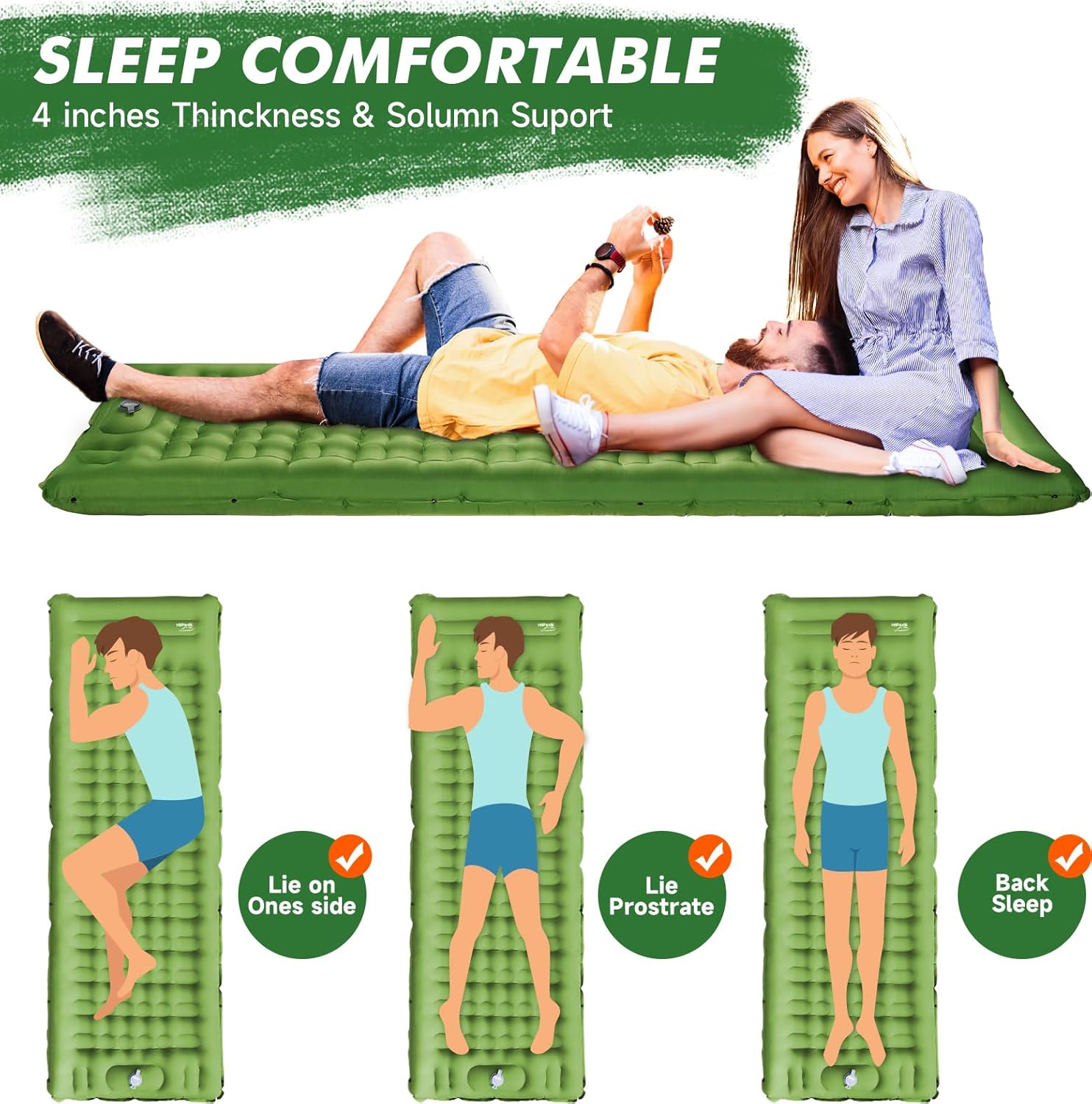 Thumbnail 1 de HiiPeak Sleeping Pad: Ultralight Inflatable Mat with Built-in Foot Pump for Camping