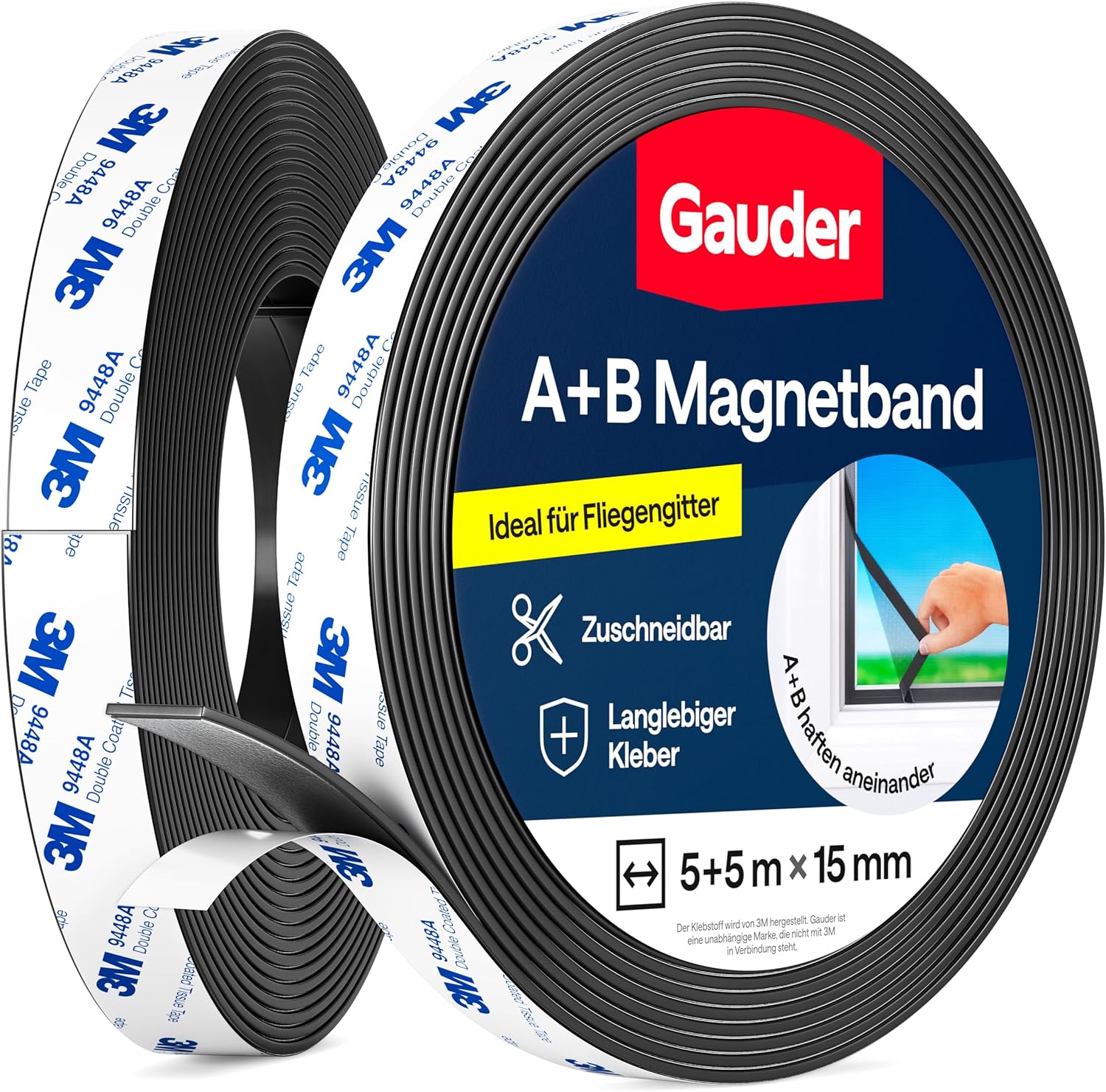 Thumbnail 6 de GAUDER A+B Magnetband für Fliegengitter & Moskitonetze – selbstklebende Magnetstreifen (1+1 m)