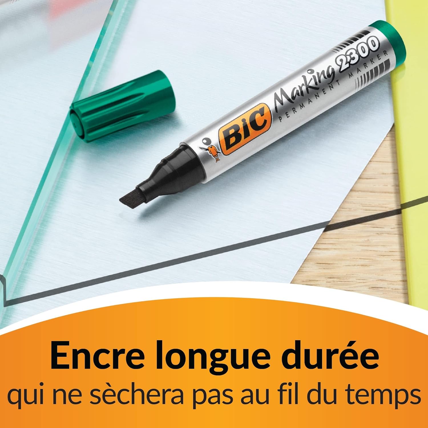 Thumbnail 4 de BIC Marking 2300 ECOlutions Marqueurs Permanents à Pointe Moyenne Biseautée – Noir, Boîte de 12