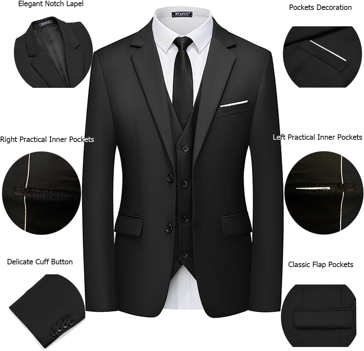 Detalle 2 de WULFUL 3 Piece Slim Fit Suit Set