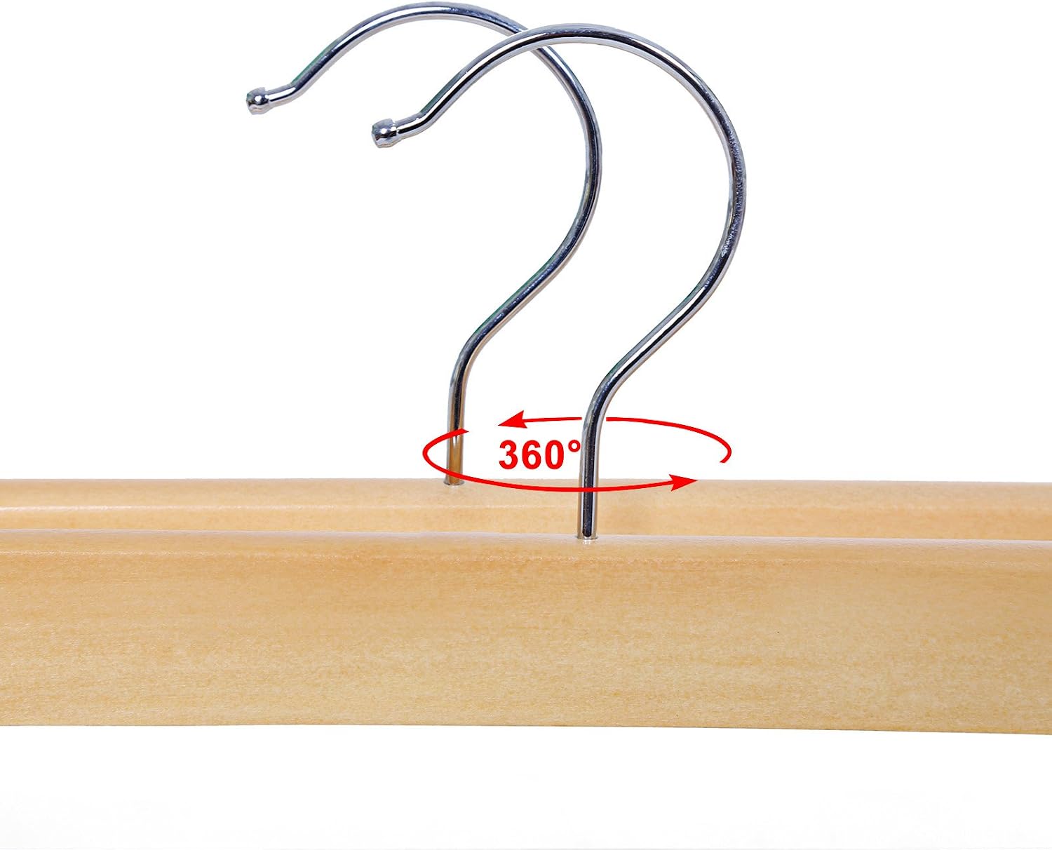 Detalle de SONGMICS Solid Wood Skirt & Trousers Hangers (Pack of 8) with Non-Slip Clips, 360° Swivel CRW008-8