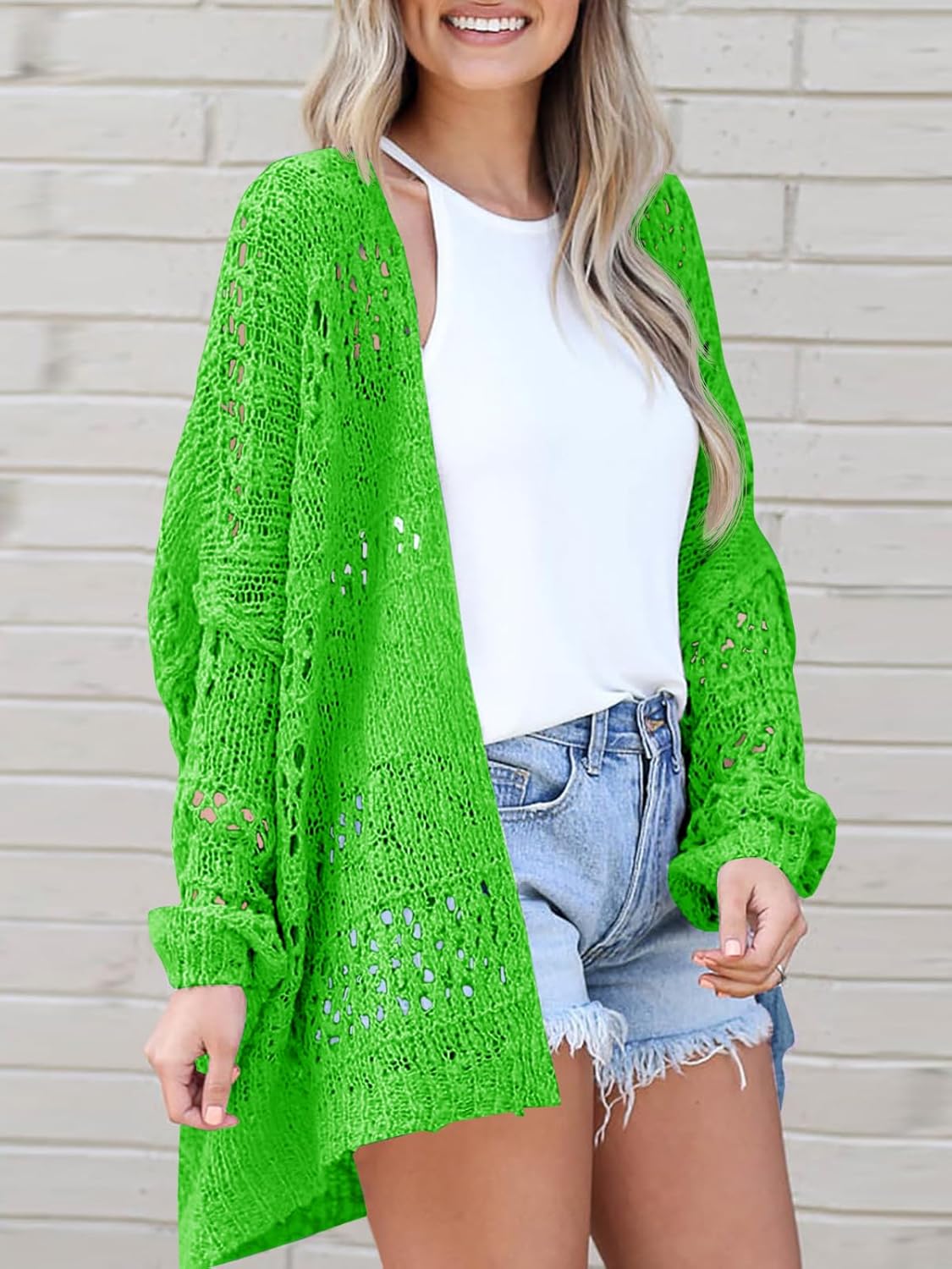 Thumbnail 1 de Ermonn Women's Crochet Cardigan Kimono – Oversized Boho Outwear
