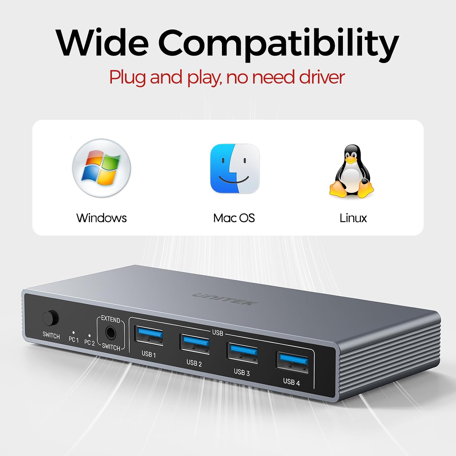 Thumbnail 6 de Unitek 8K@60Hz DisplayPort KVM Switch: 1 Monitor, 2 Computers, USB 3.0