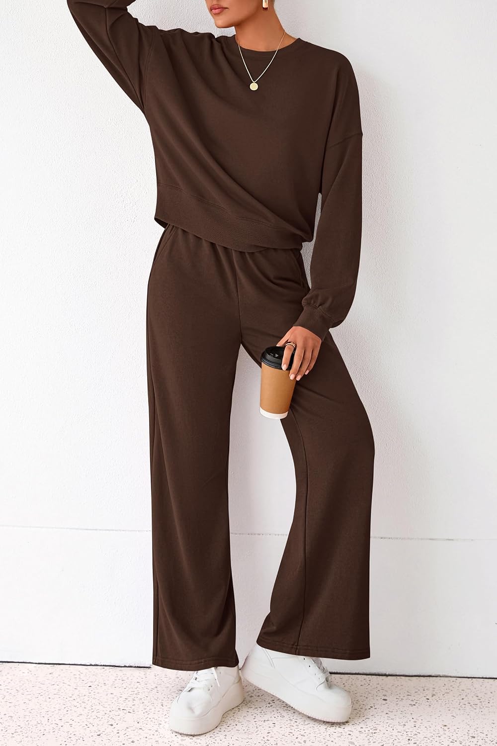 Detalle 2 de PRETTYGARDEN 2-Piece Sweat Set Wide Leg