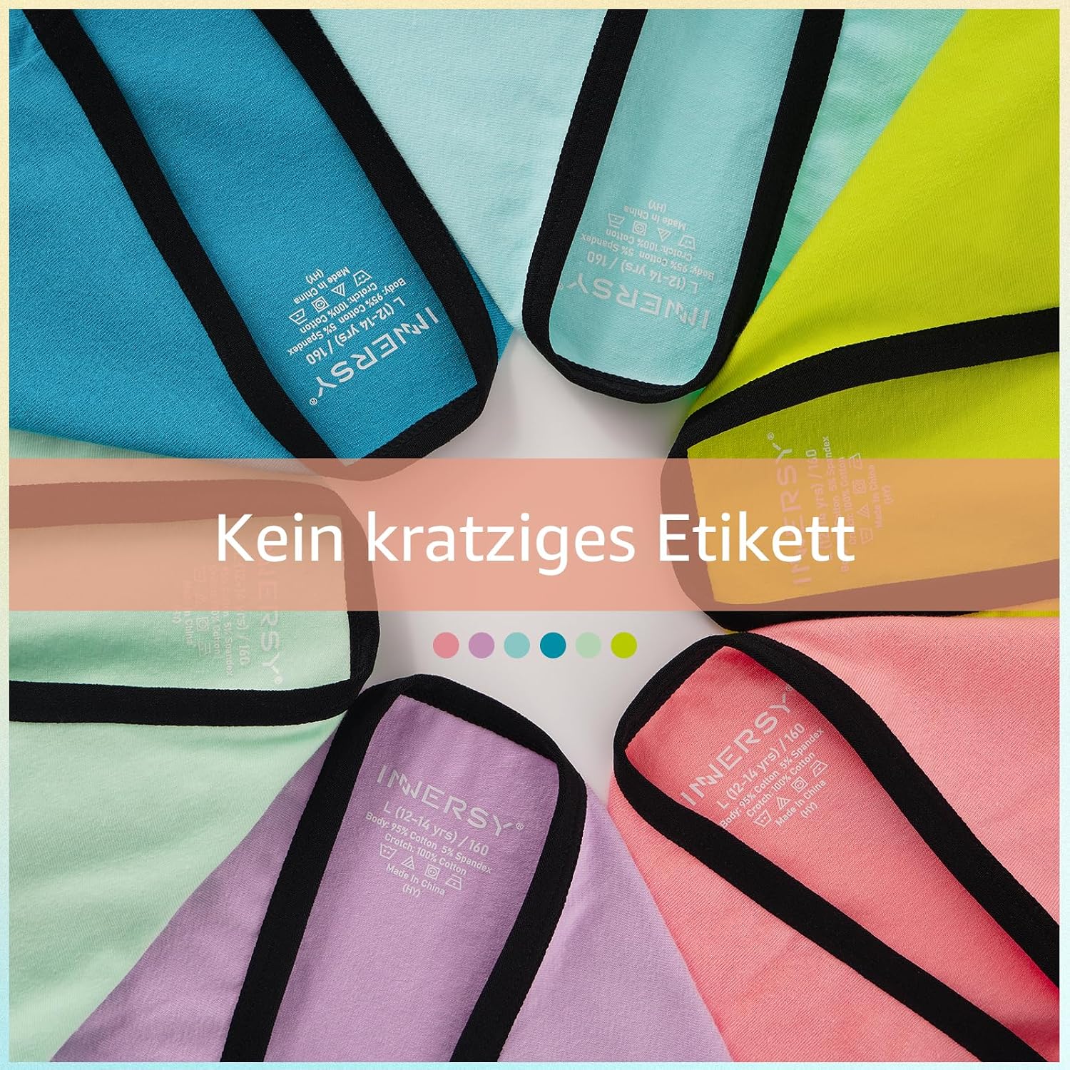 Detalle 2 de INNERSY Unterhosen Mädchen Baumwolle – Bequeme Slips im 6er Pack für Teenager (8–16 Jahre)