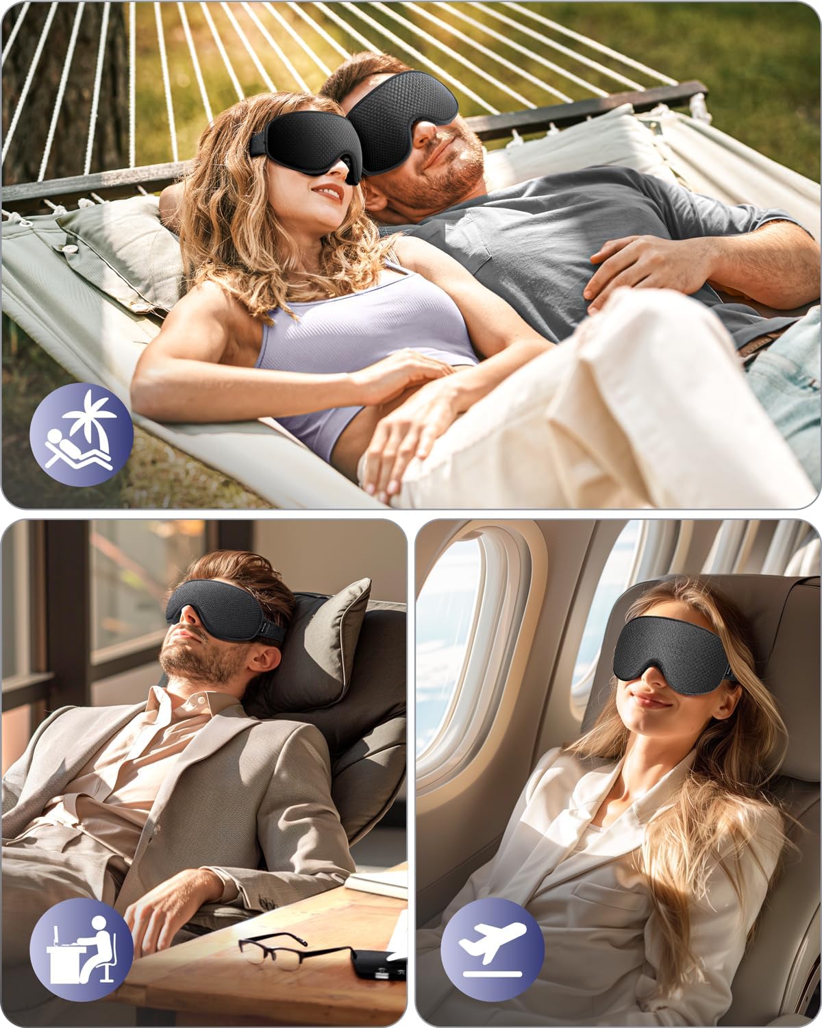Detalle 2 de WAOAW Sleep Mask Blackout 3D Adjustable for Travel 😴