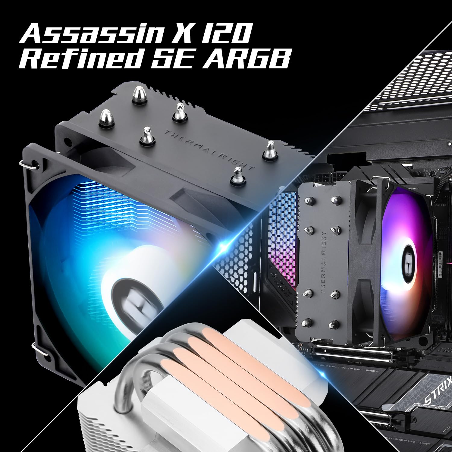 Detalle 2 de Thermalright AssassinX120 SE ARGB CPU Luftkühler – 4 Heat Pipes, leiser TL-C12C-S PWM Fan