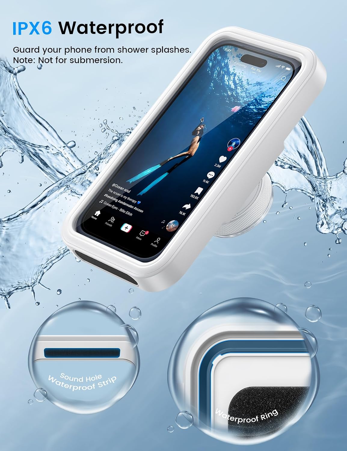 Detalle 2 de Lamicall Vacuum Suction Shower Phone Holder, 30 lb Hold, 360° Adjustment