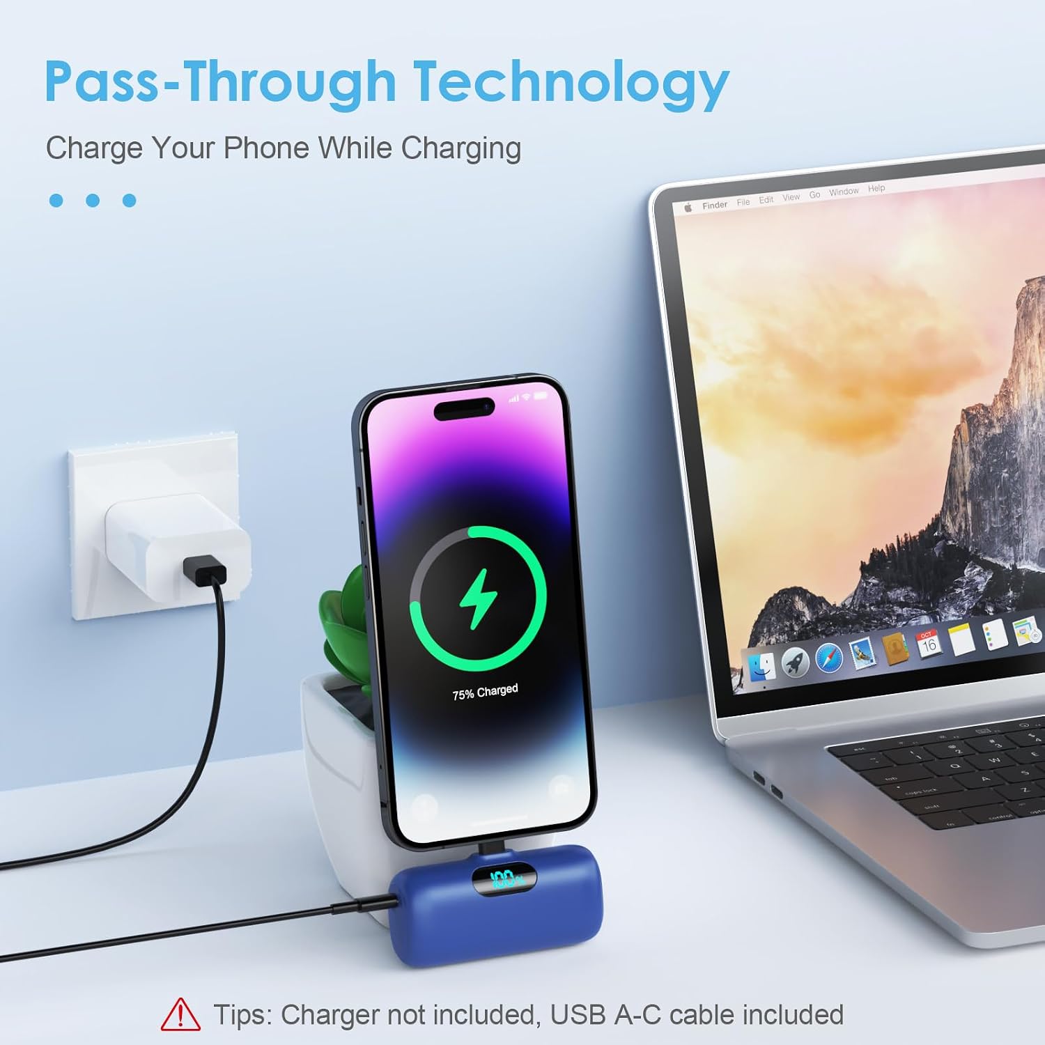 Detalle de Feob HX45X2 2-Pack iPhone Power Banks, 5,000mAh, 15W PD, LCD Display