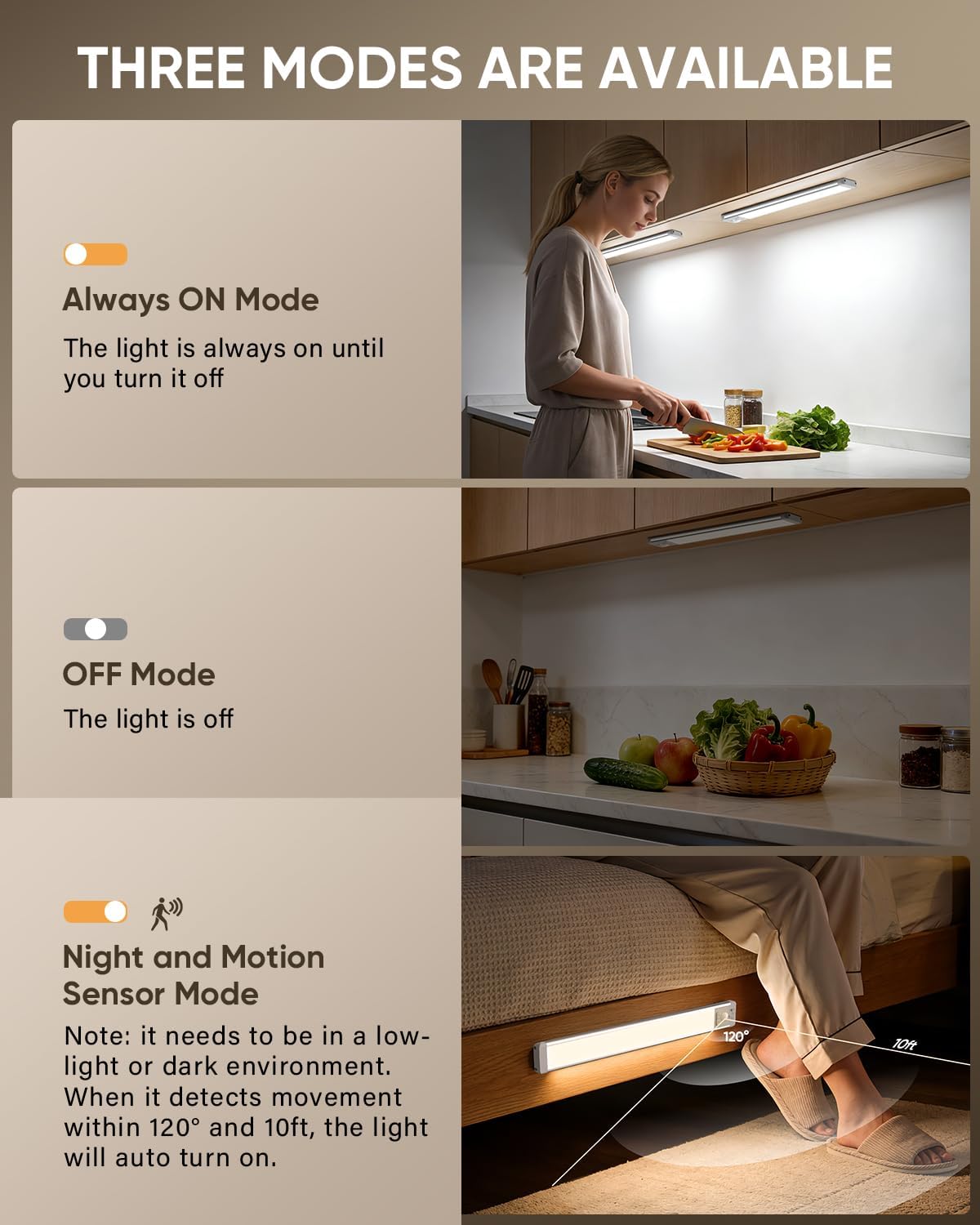 Detalle 2 de MCGOR GLS-C010 Under-Cabinet Lights, 5-Pack, Motion Sensor, Rechargeable