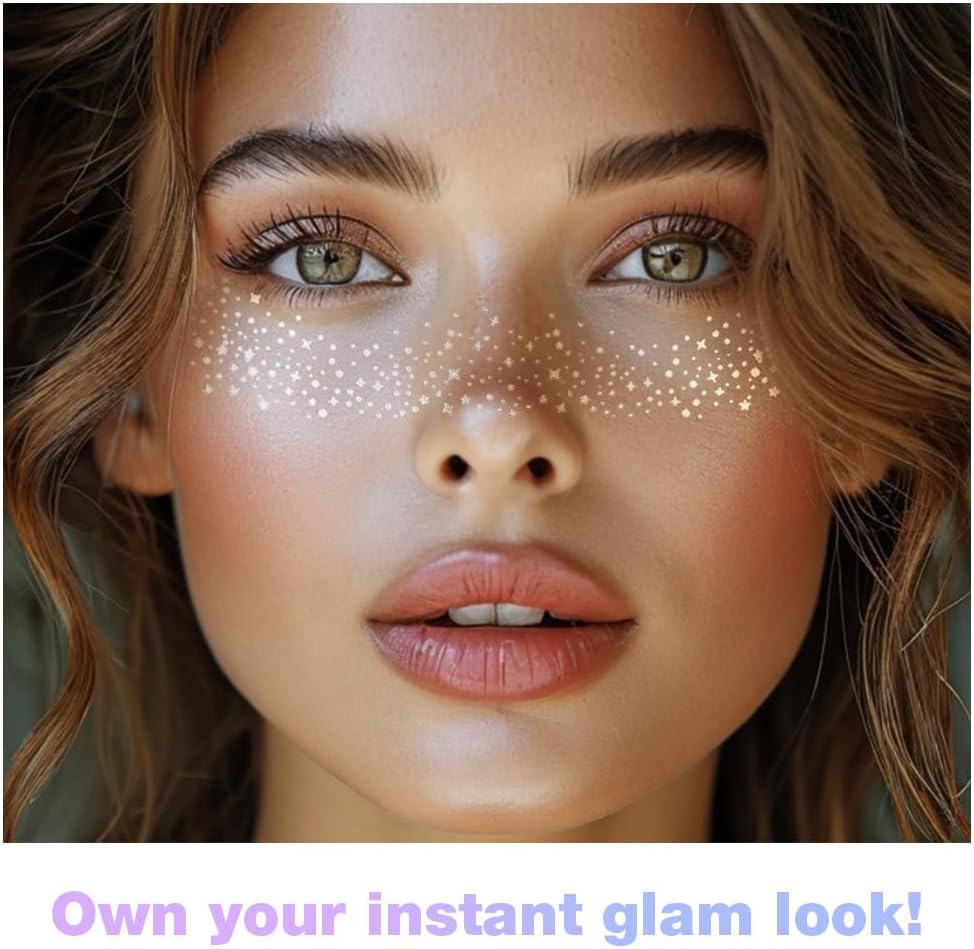 Thumbnail 6 de AOOWU 20 Sheets Glitter Freckles Face Tattoo