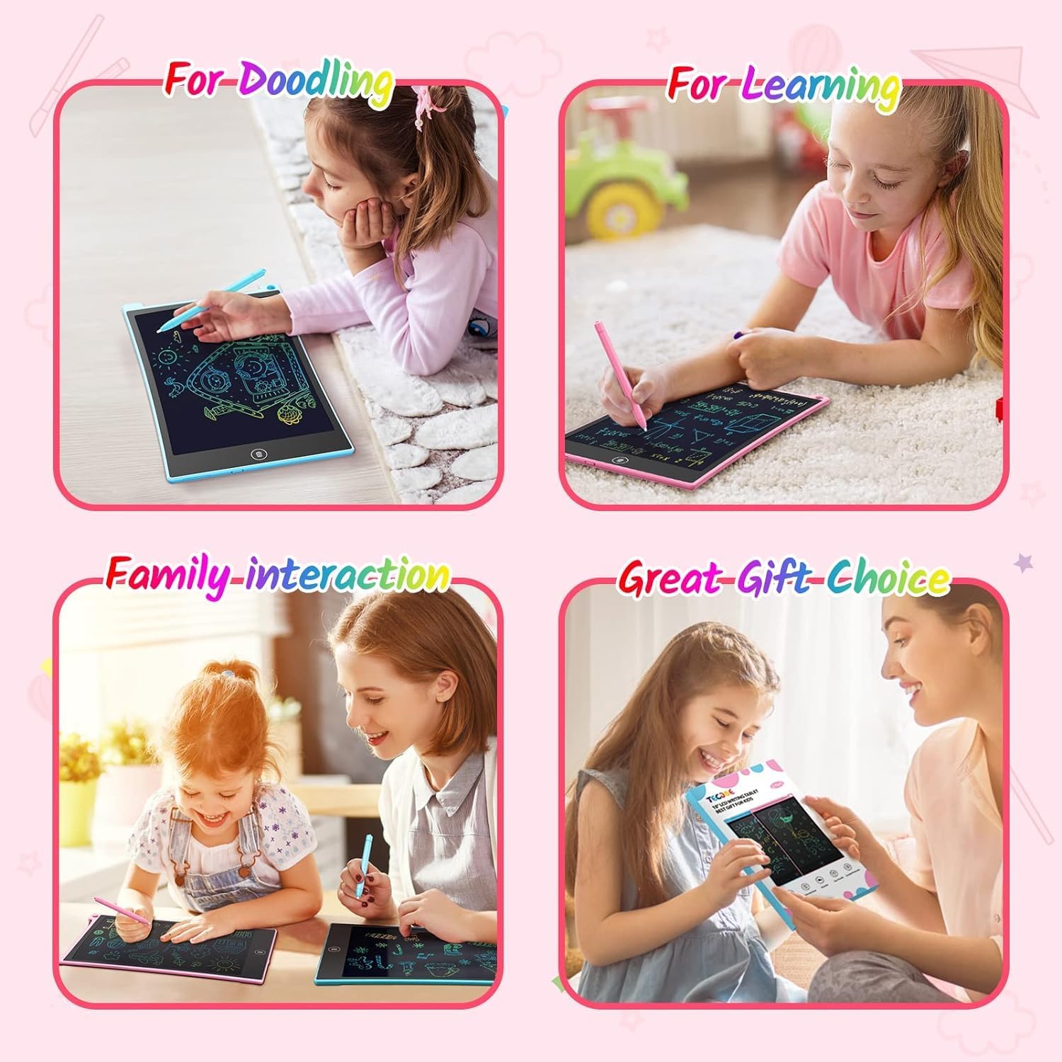 Thumbnail 6 de TECJOE 10 Inch 2 Pack LCD Writing Tablet for Kids: Mess-Free Doodle Boards for Travel and Learning