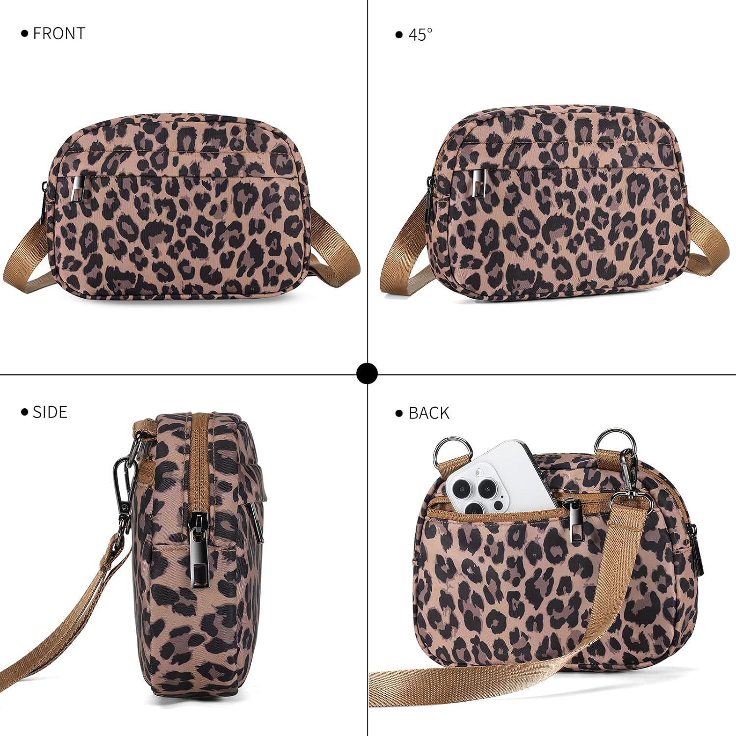 Thumbnail 3 de MAXTOP Small Crossbody Bag for Women and Men | Leopard Brown Leather-Style Fanny Pack with Adjustable Strap