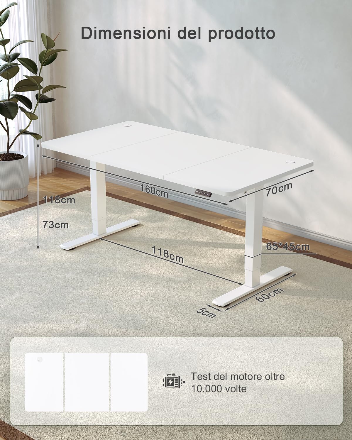 Thumbnail 3 de JUMMICO Scrivania regolabile 160 x 70 cm 🪑