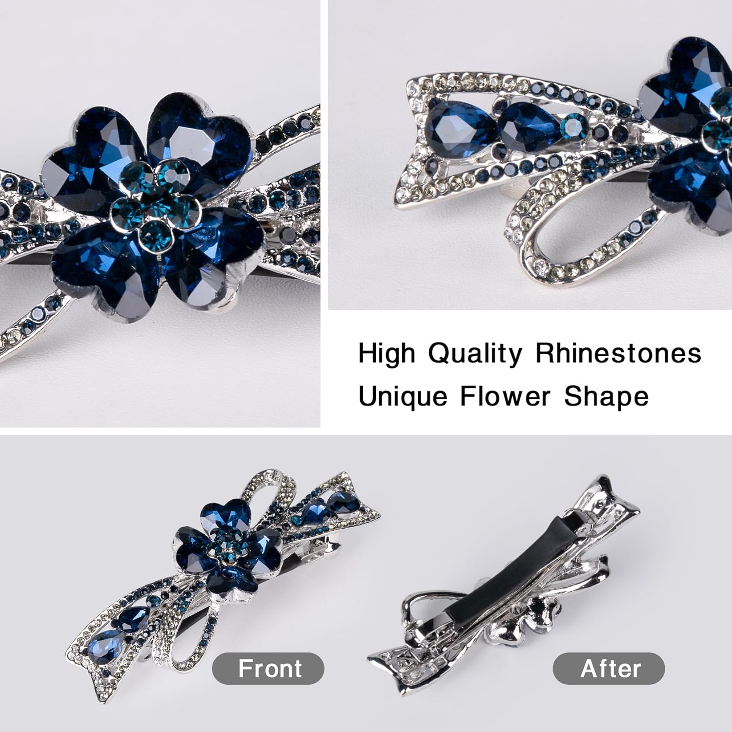 Thumbnail 2 de Dalababa Haarspange Blume Vintage Blau mit Strass – Zierclip für Damen, Frauen & Mädchen