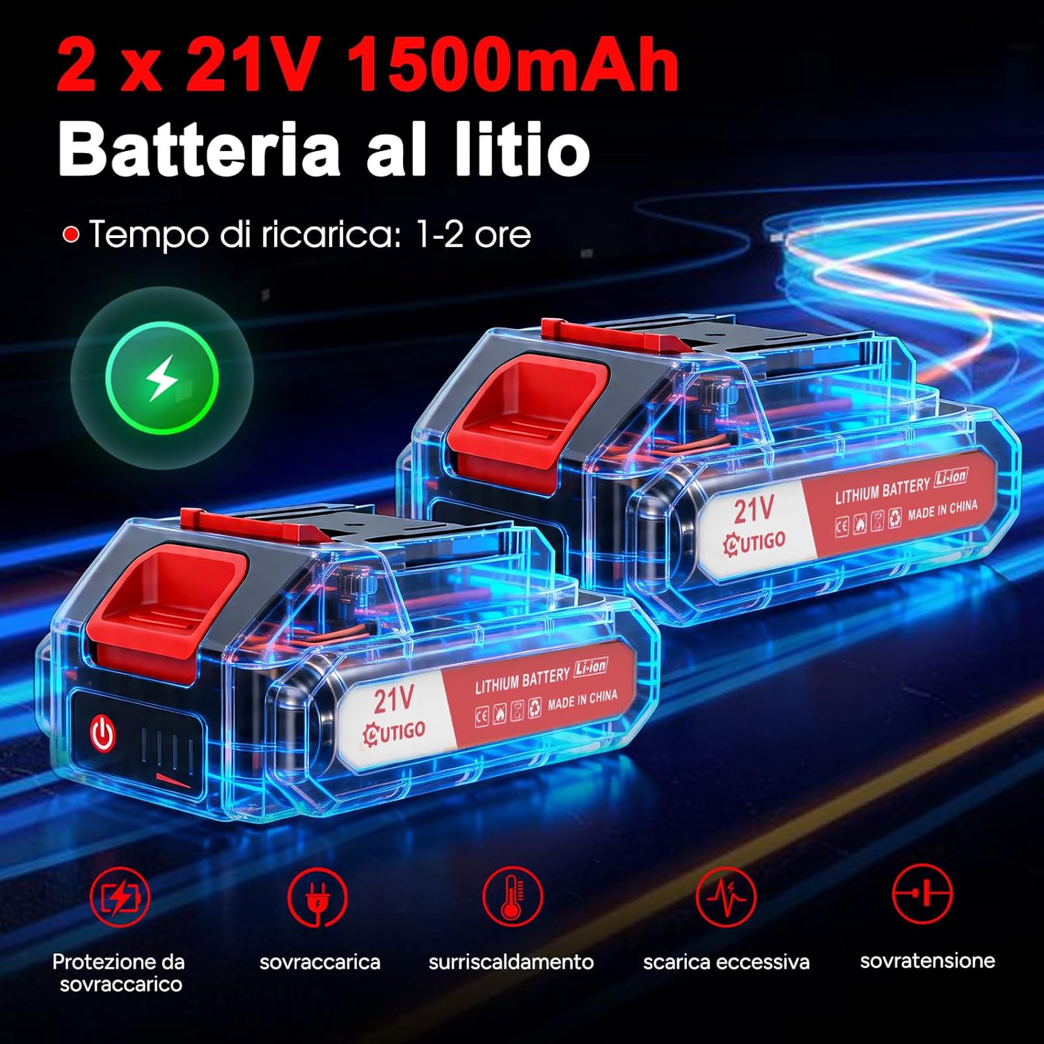 Thumbnail 4 de OUTIGO tosaerba a batteria con 2 batterie da 21 V e 4 lame, triplo pieghevole