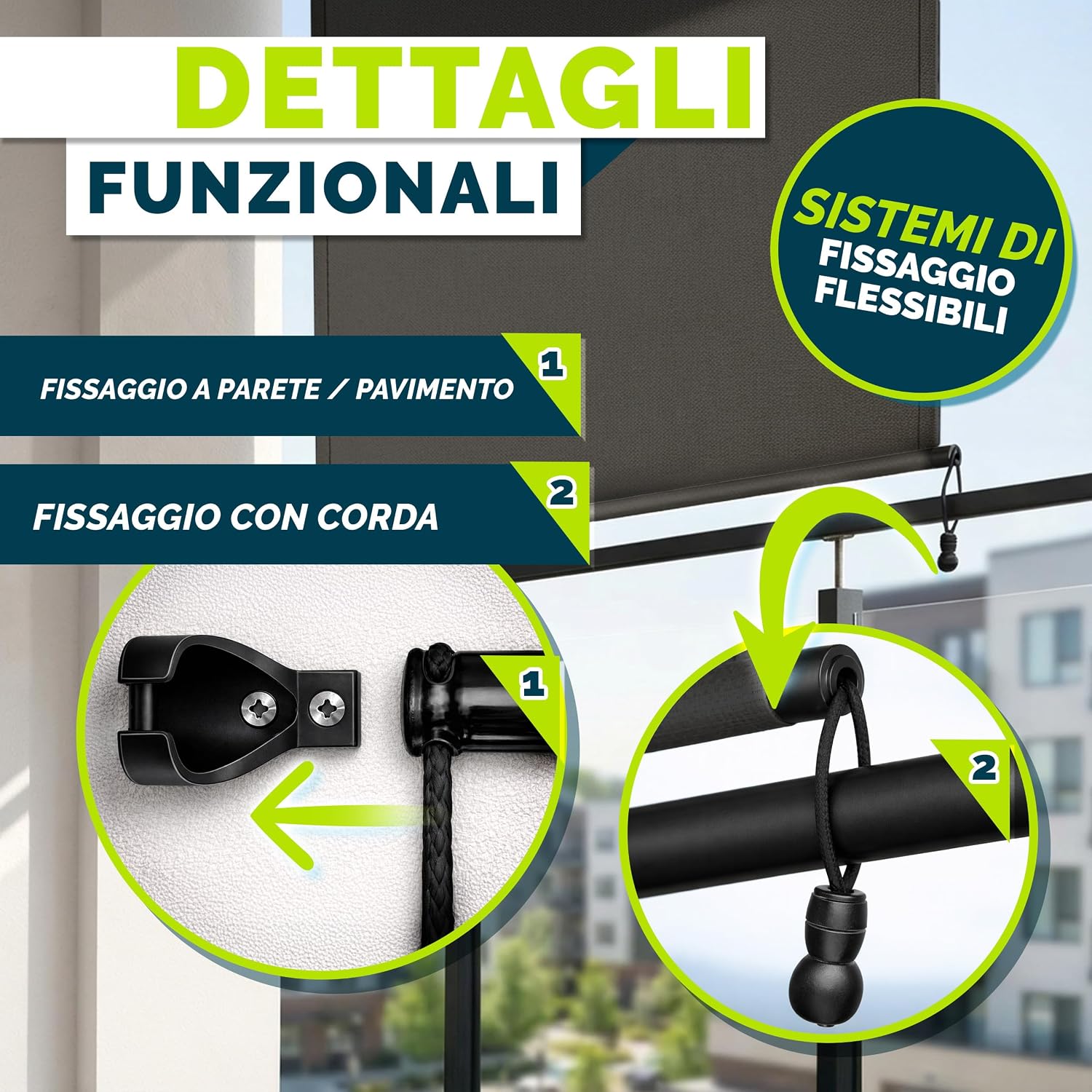 Detalle de tillvex Tenda da sole verticale 200 x 250 cm