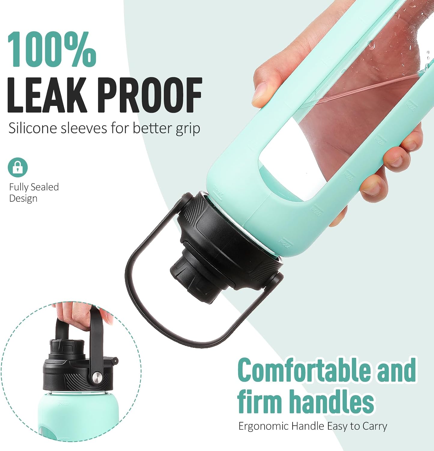 Detalle 2 de BLUEGO 700ml Glass Water Bottle